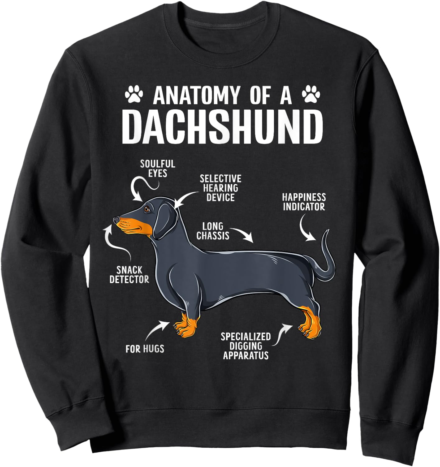Anatomy Of A Dachshund Funny Doxie Dog Puppy Women Girls Kids Sweatshirt - Sweatshirt | Black