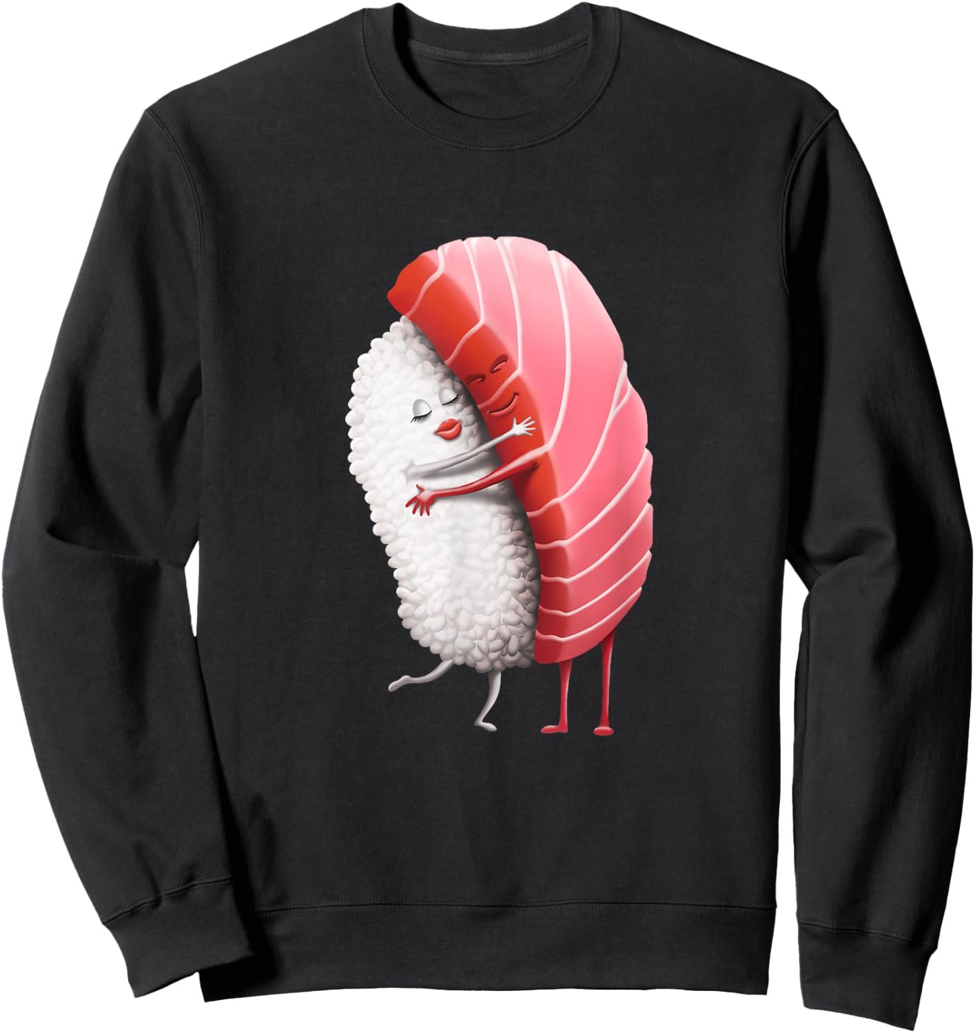 Tuna Sushi Hug Funny Maguro Hugging Japanese Gift Sweatshirt - Sweatshirt | Black