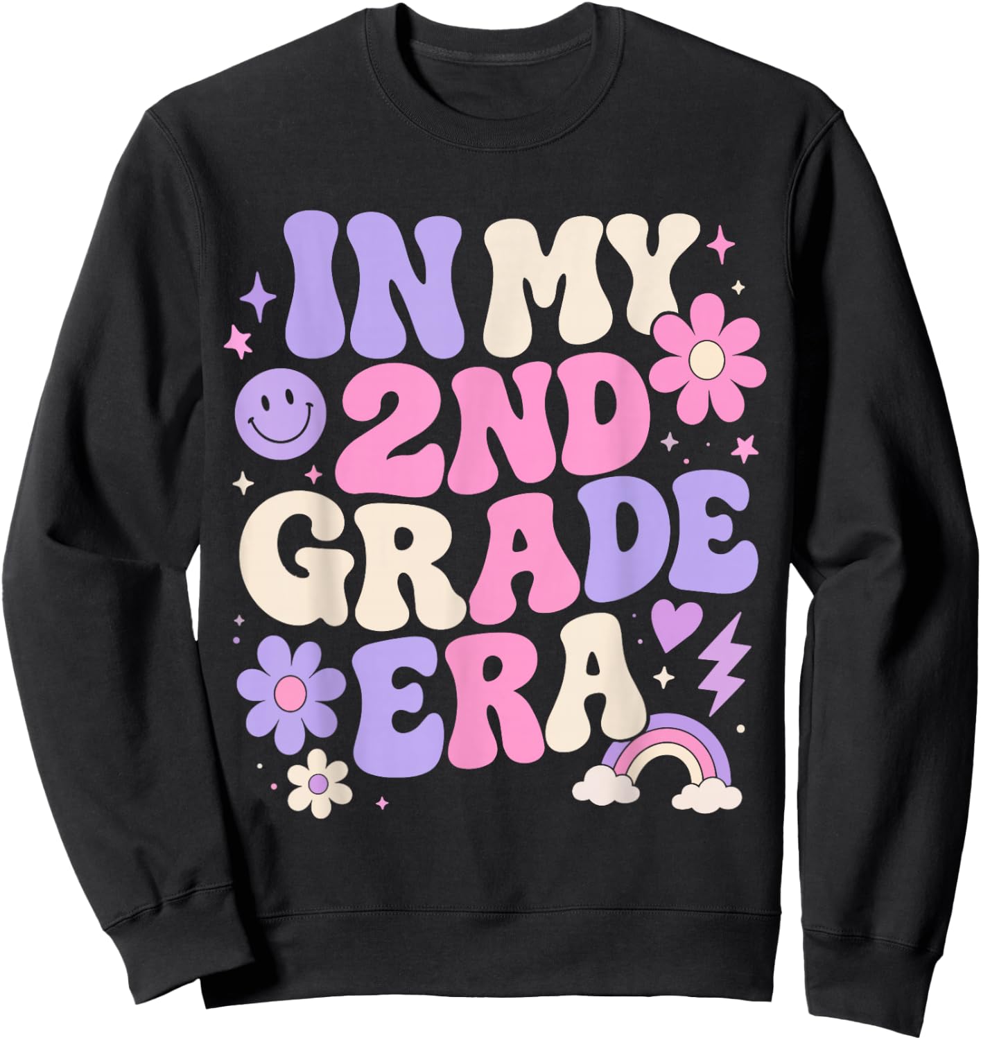 in My Second Grade Era Retro 2nd Grade Back to School Sweatshirt - Sweatshirt | Black