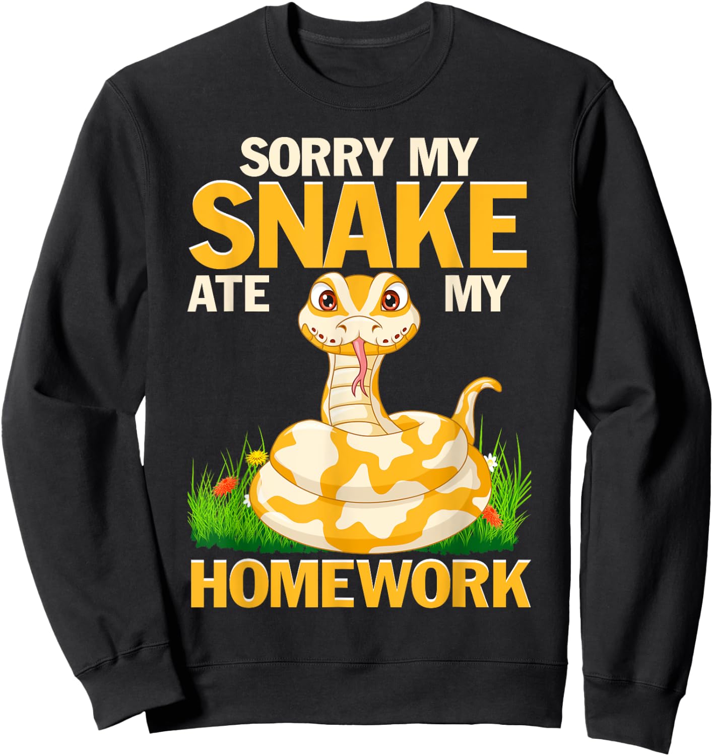 Funny Snakes Sorry My Snake Ate My Homework Python Reptile Sweatshirt - Sweatshirt | Black