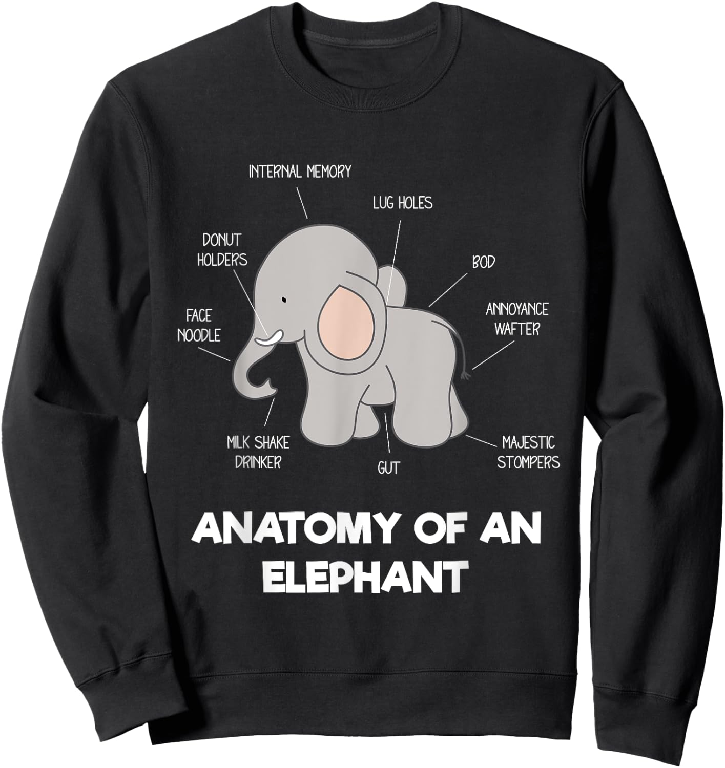 Anatomy Of An Elephant - Funny Body Parts Sweatshirt - Sweatshirt | Black