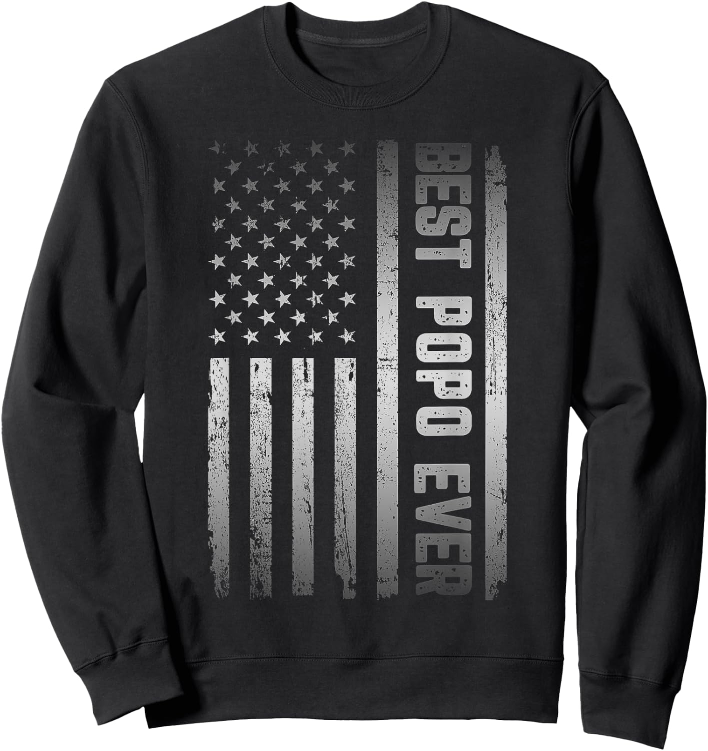 Best POPO Ever American US Flag Father's Day Sweatshirt - Sweatshirt | Black
