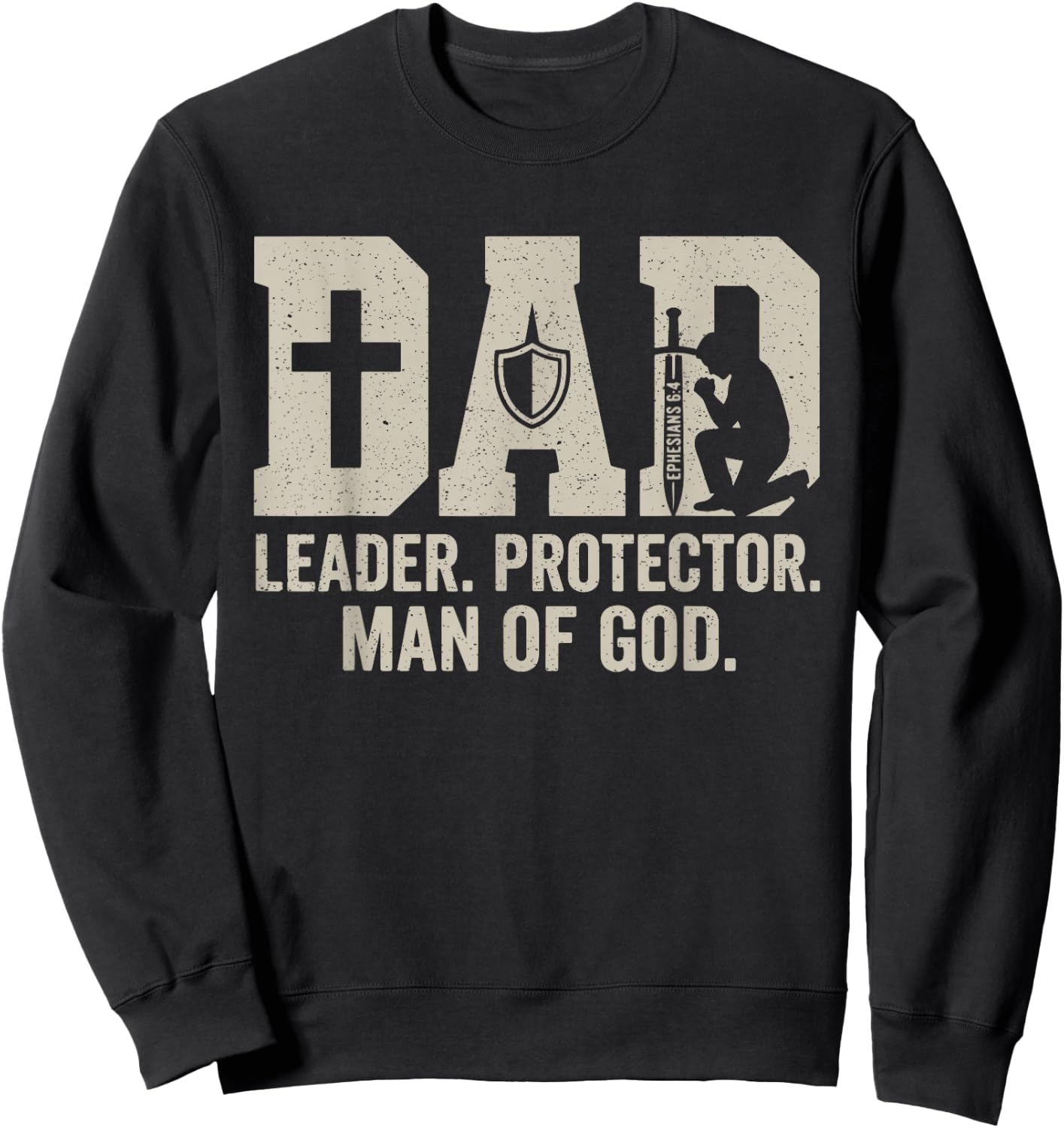 Man of God Husband Dad Christian Dad Fathers Day Birthday Sweatshirt - Sweatshirt | Black