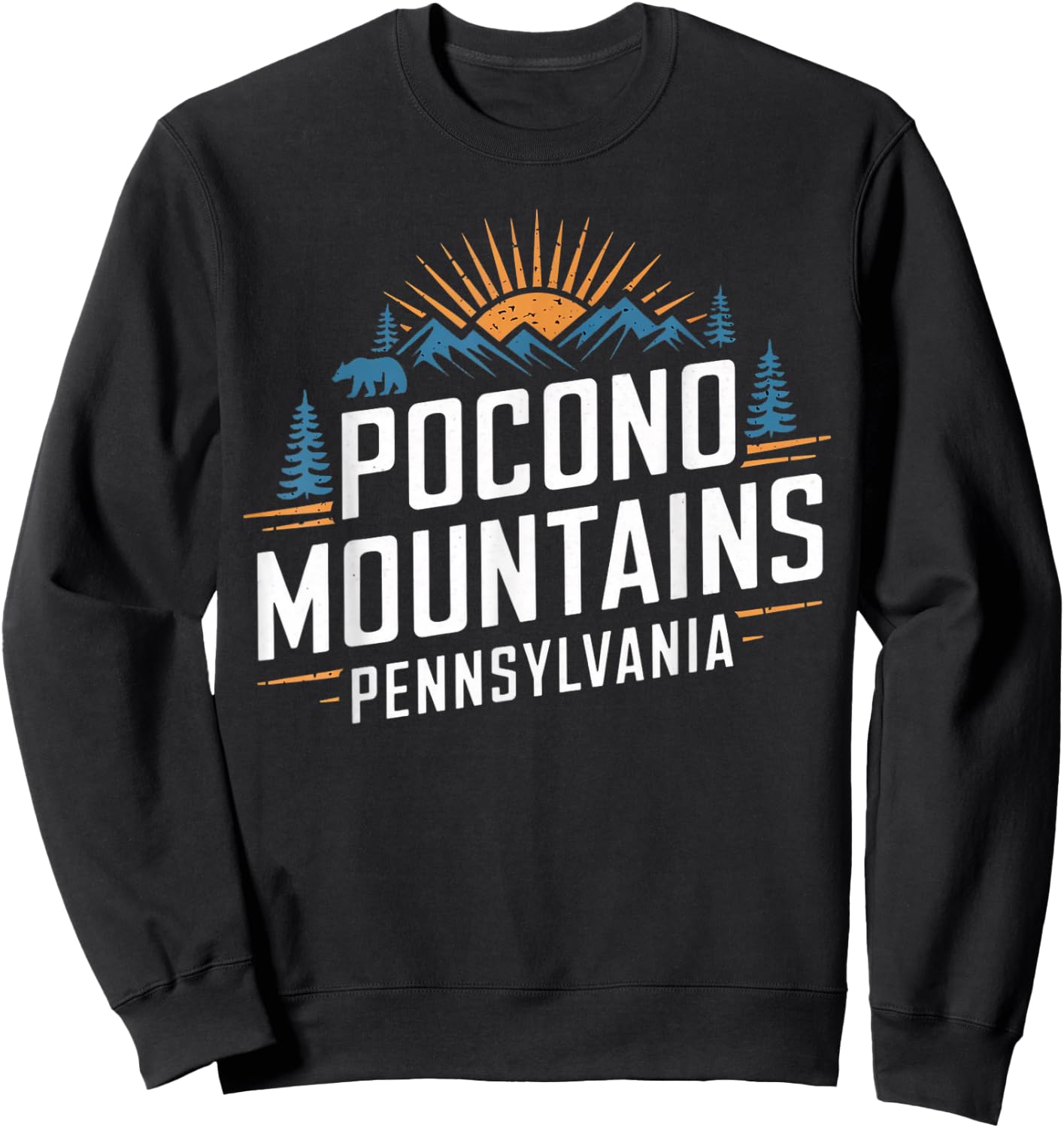 Pocono Mountains Pennsylvania Souvenirs Vintage Camping Sweatshirt - Sweatshirt | Black