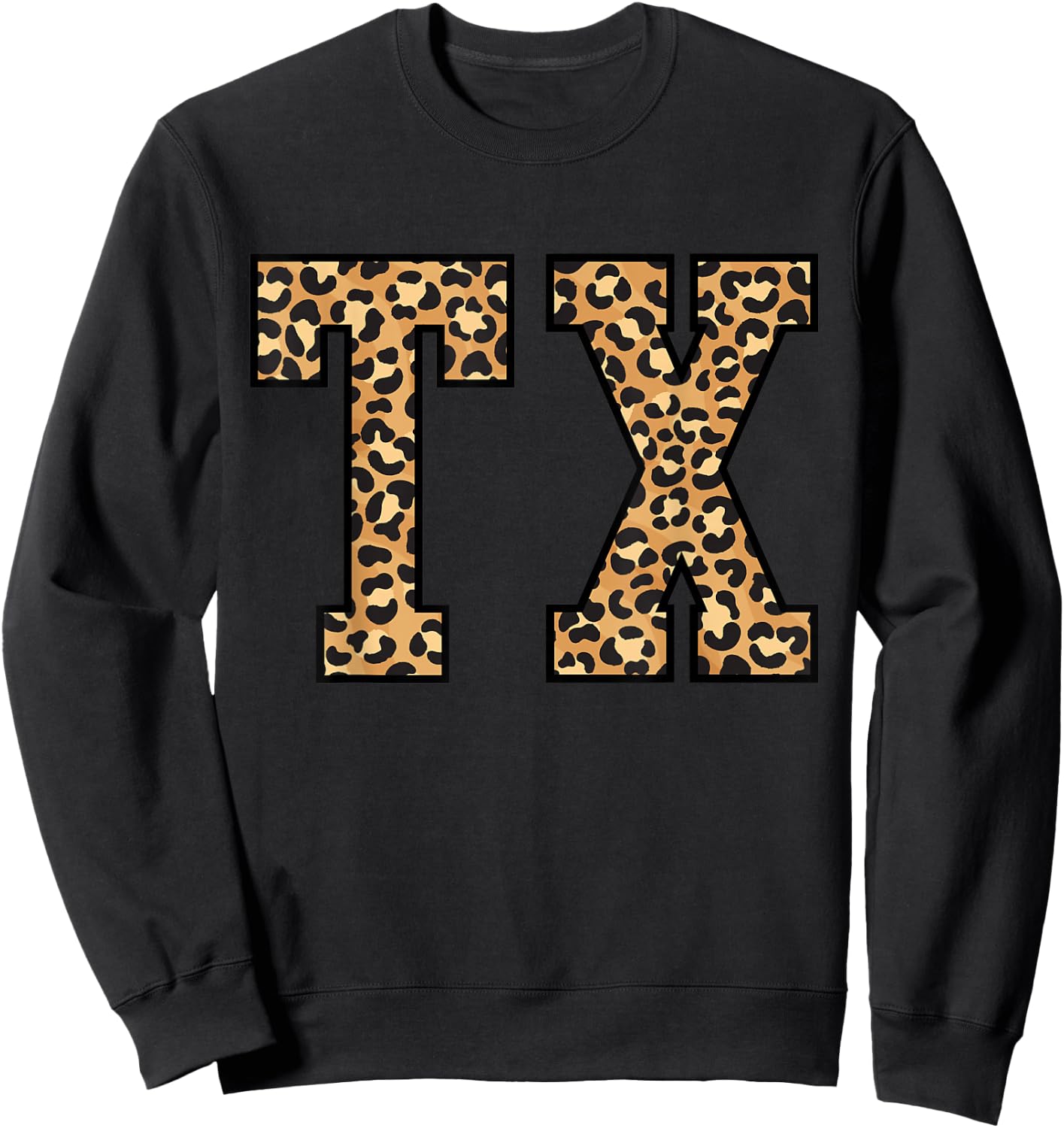 TX Leopard Pattern Texas Sweatshirt - Sweatshirt | Black