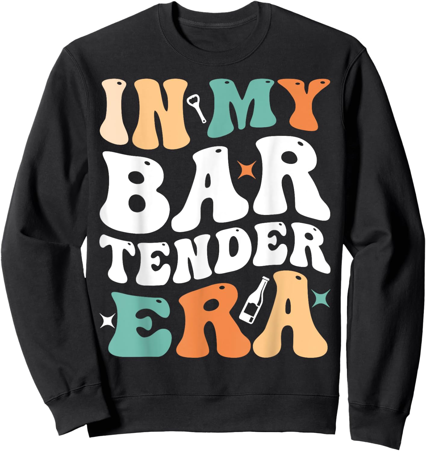 In My Bartender Era Funny Groovy Retro Bartender Sweatshirt - Sweatshirt | Black