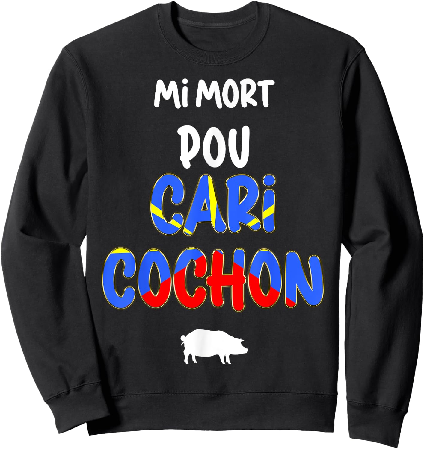 Flag Reunion Island Kitchen Tradition Creole Curry Pig Sweatshirt - Sweatshirt | Black