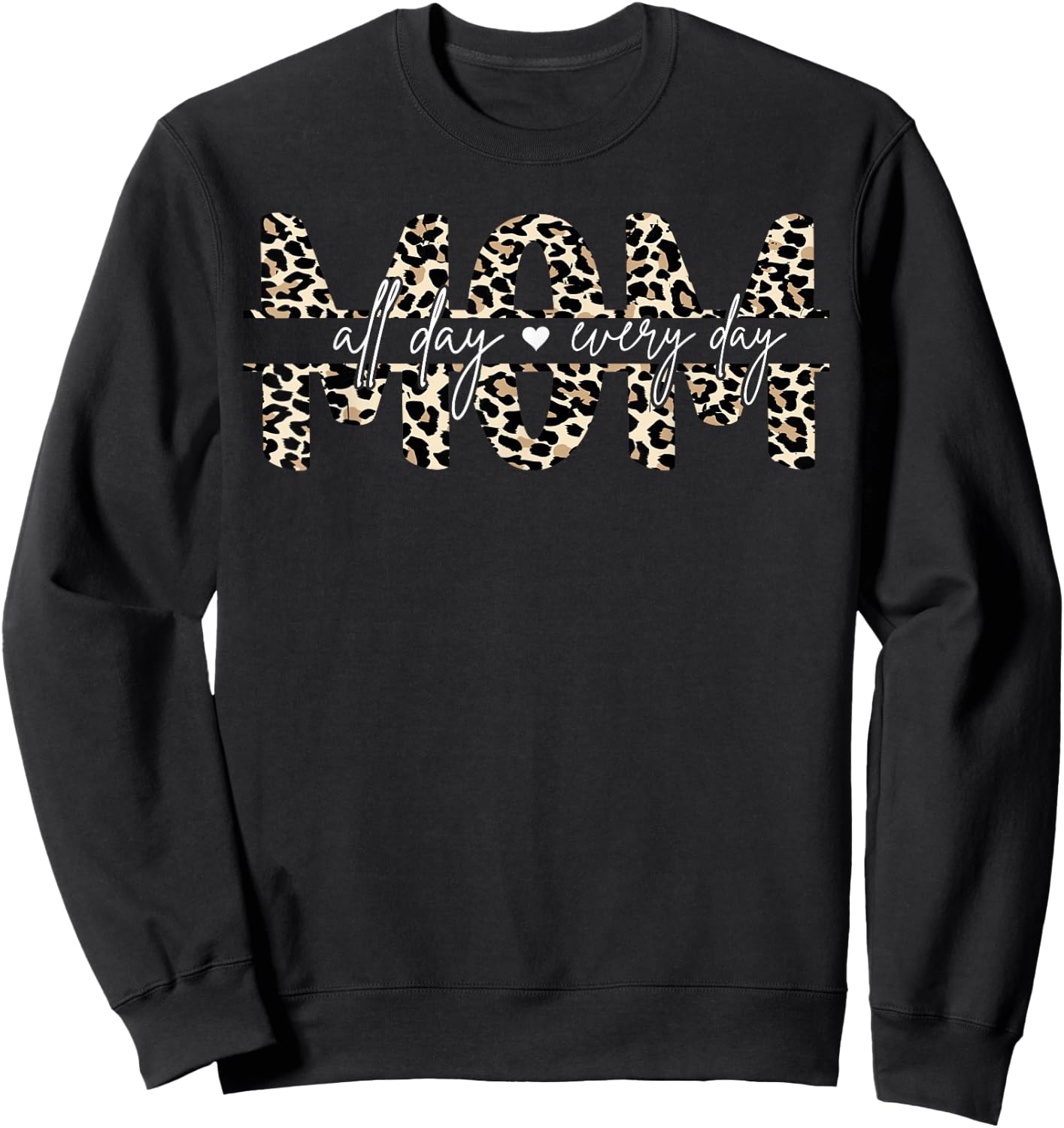 Mum Mum Leopard Print All Day , black, S Sweatshirt - Sweatshirt | Black