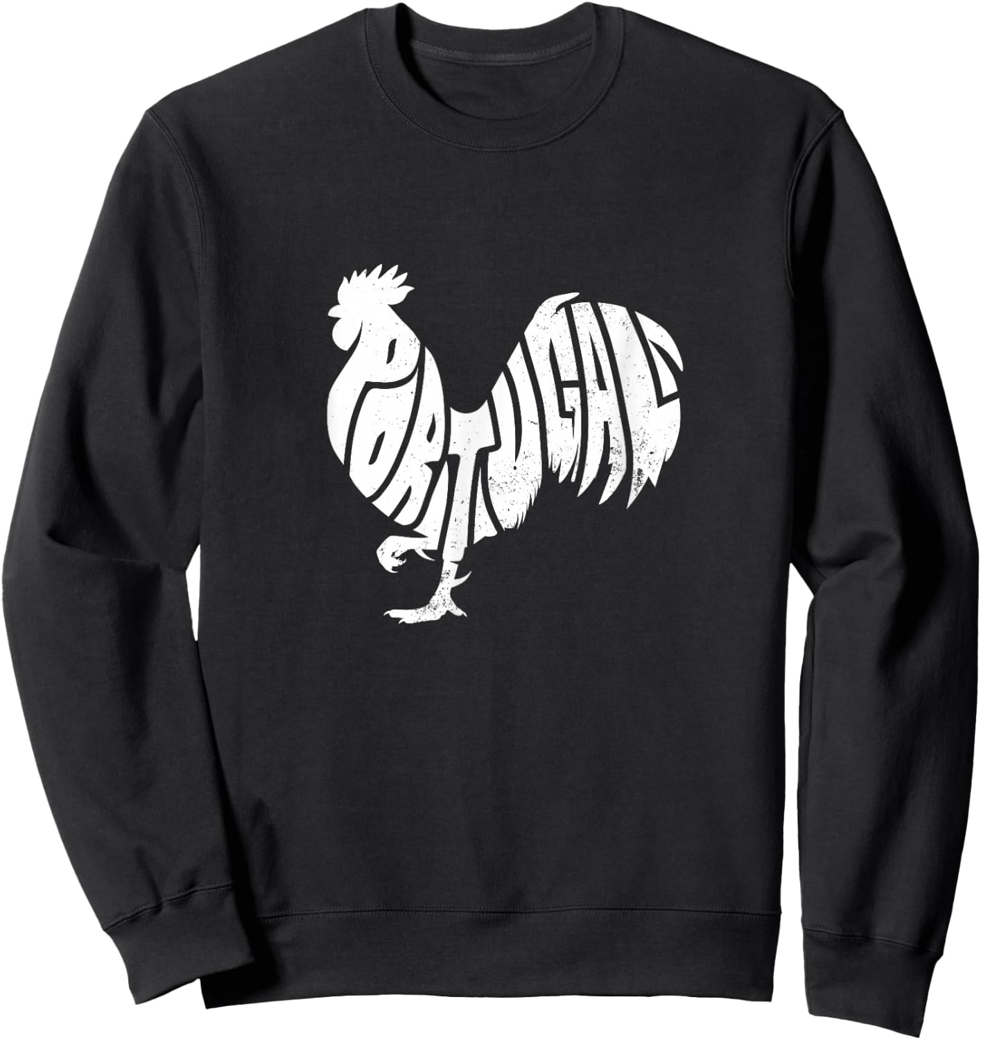 Family Heritage Gifts Portugal Rooster Word Art - Funny Animal Sweatshirt - Sweatshirt | Black