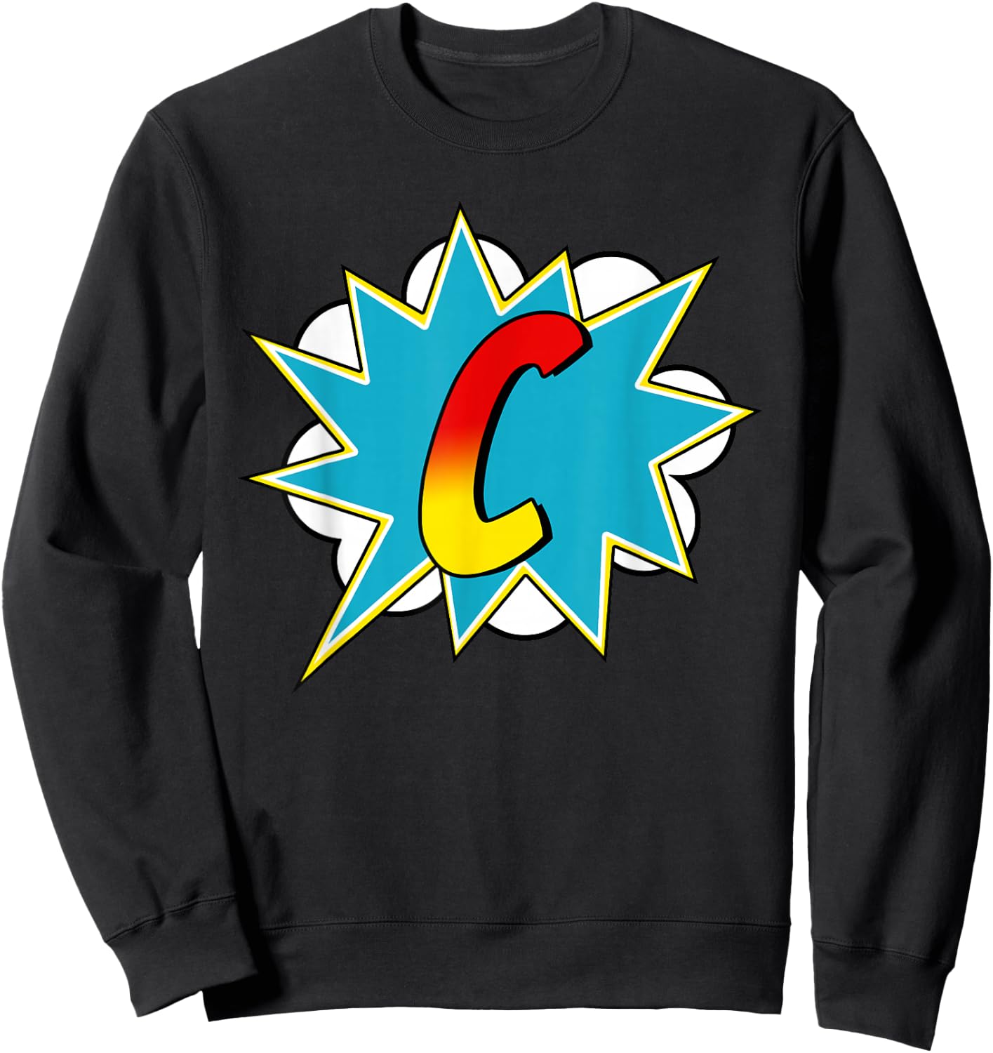 Letter C Superhero Name Comic Letter Retro Costume , Black, S Sweatshirt - Sweatshirt | Black