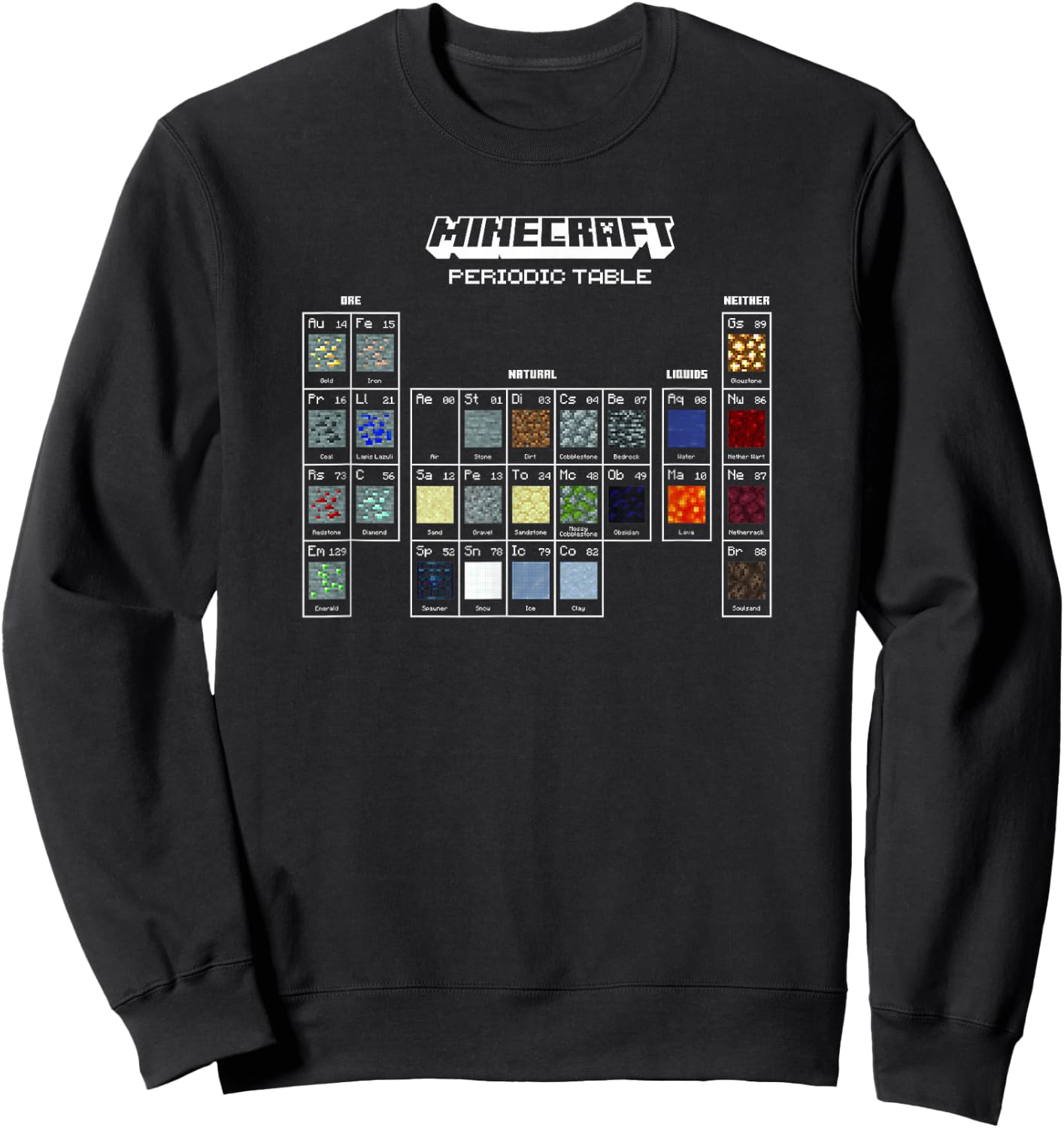 Minecraft Periodic Table Of Blocks , black Sweatshirt - Sweatshirt | Black