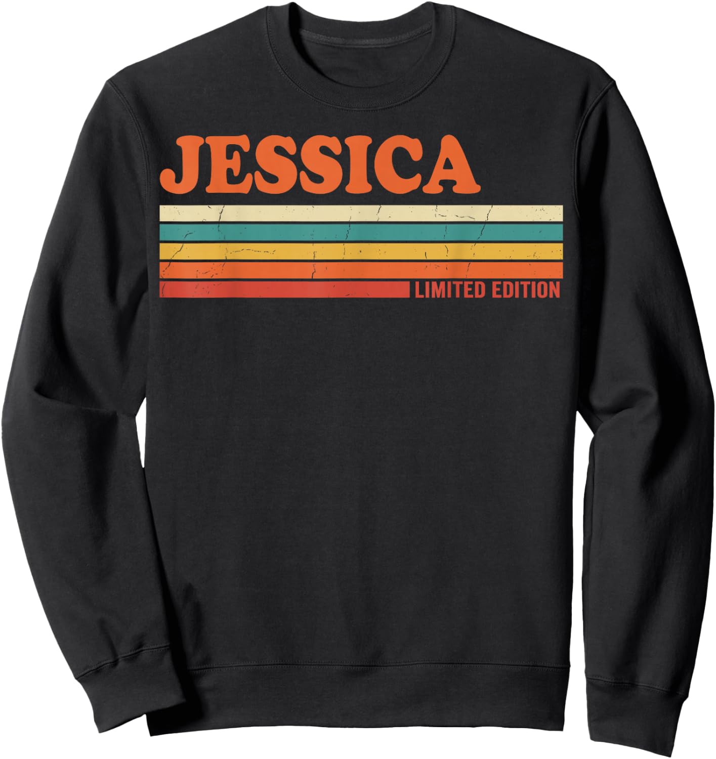 Jessica Rétro Prénom Personnalisé Vintage Rayures Sweatshirt - Sweatshirt | Black