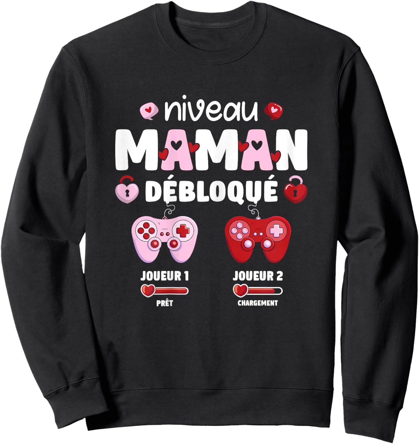 Pregnant Mom Level Mom Unlocked Geek Running 2025 , Black, Female X-Small Sweatshirt - Sweatshirt | Black
