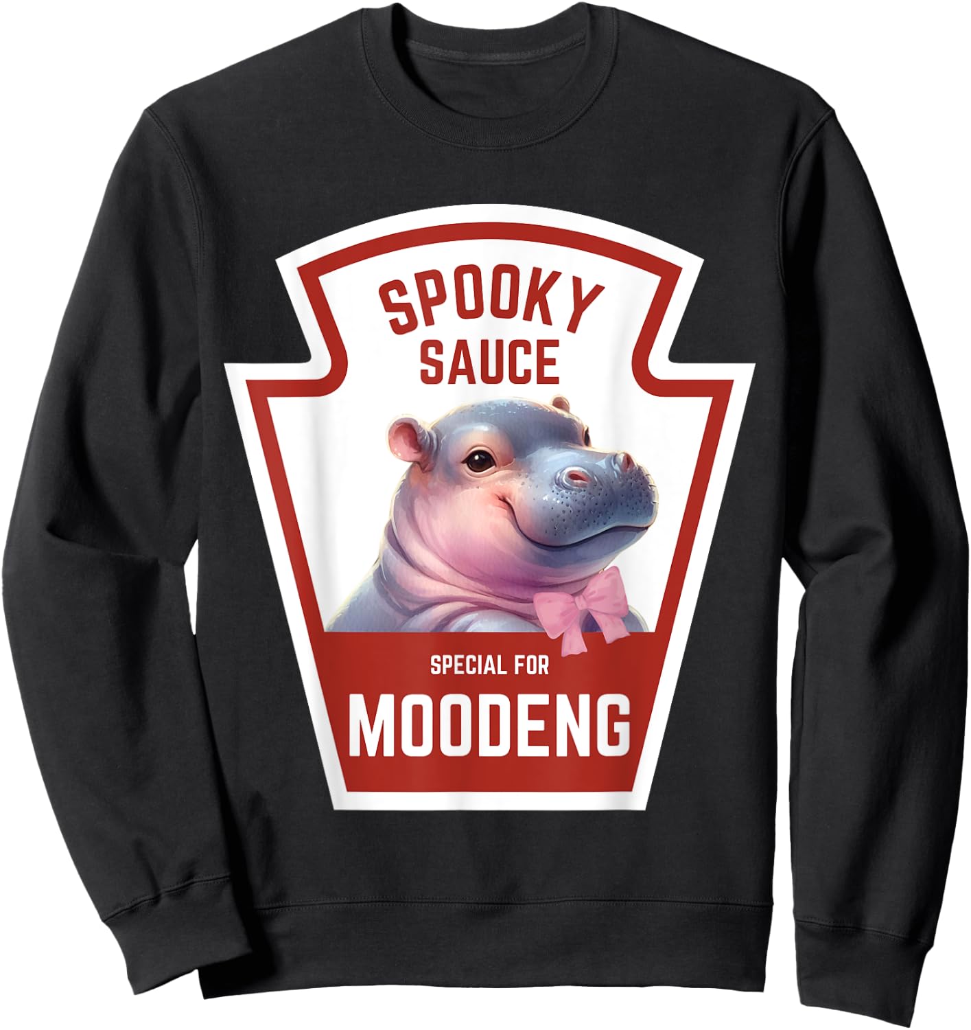 Moodeng Baby Hippo Spooky Sauce Halloween Funny Sweatshirt - Sweatshirt | Black