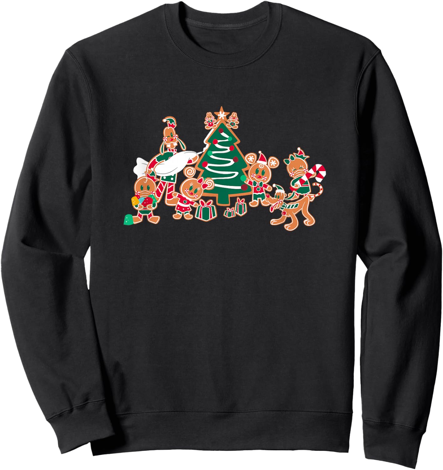 Disney Mickey & Pals Gingerbread Cookies and Christmas Tree Sweatshirt - Sweatshirt | Black
