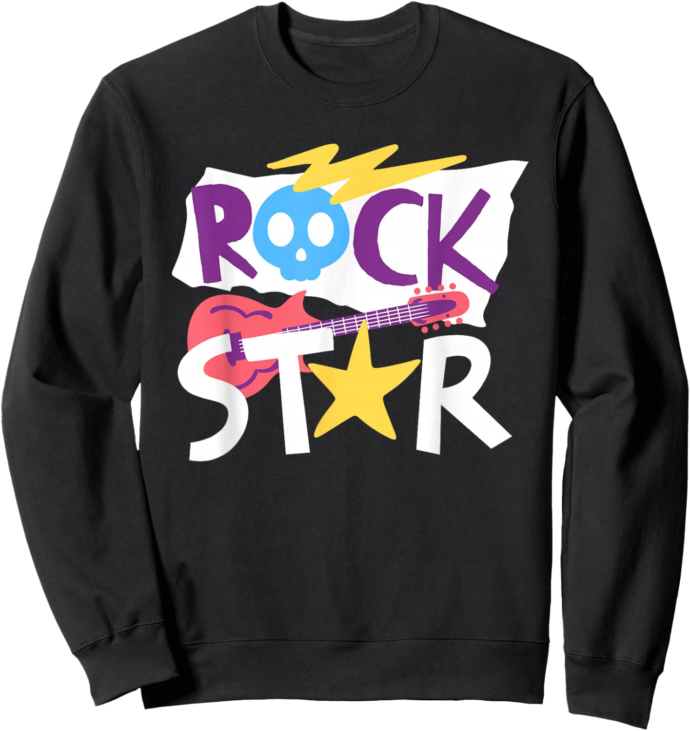 Rockstar Guitar Rock Music Singer Funny Children's , black Sweatshirt - Sweatshirt | Black