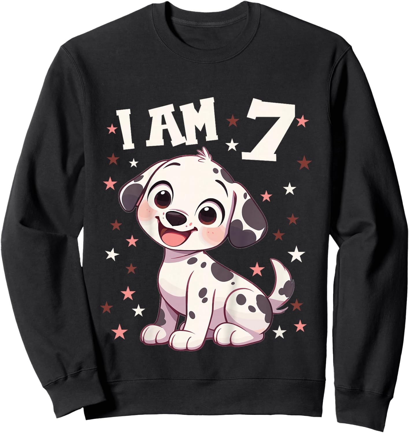 Kids 7 Years old 7th birthday Dalmatian Dogs Dalmatian Dog Sweatshirt - Sweatshirt | Black