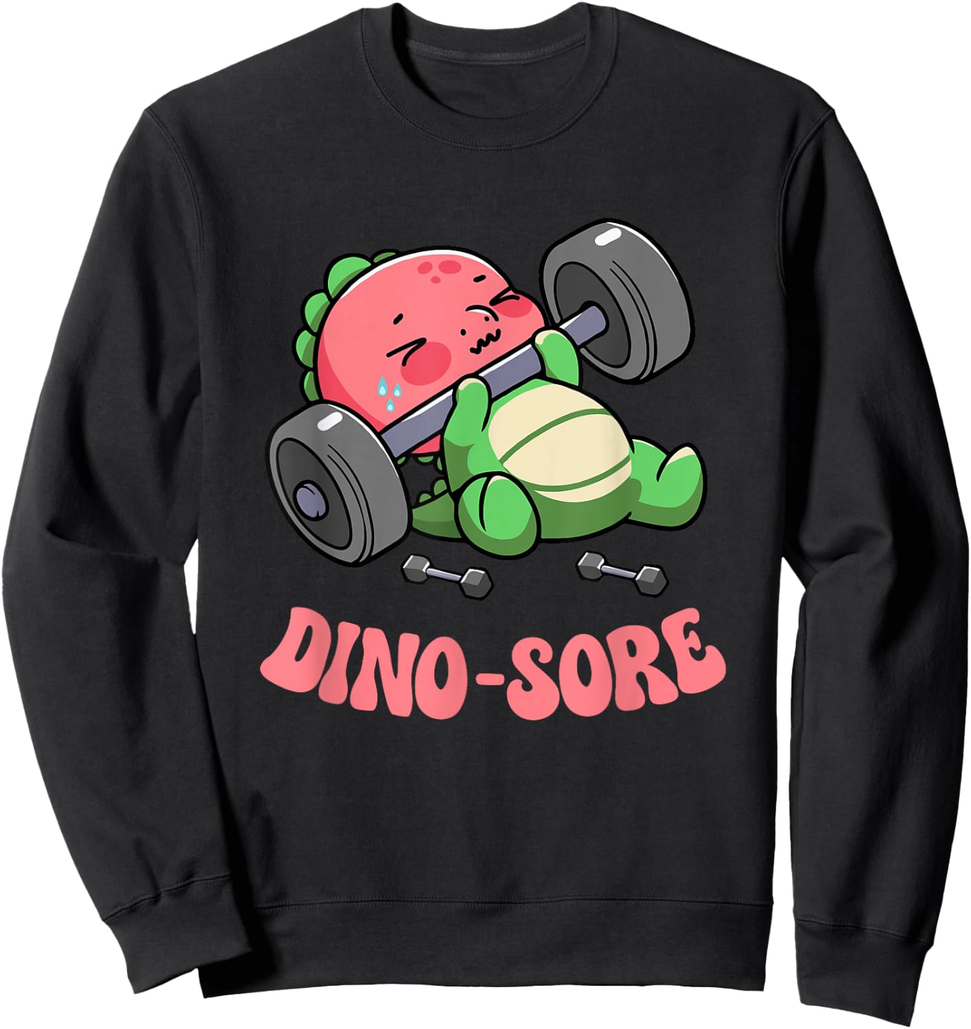 Dino Sore Gym Fitness Lifting Weights Workout Gym Dinosaur Sweatshirt - Sweatshirt | Black