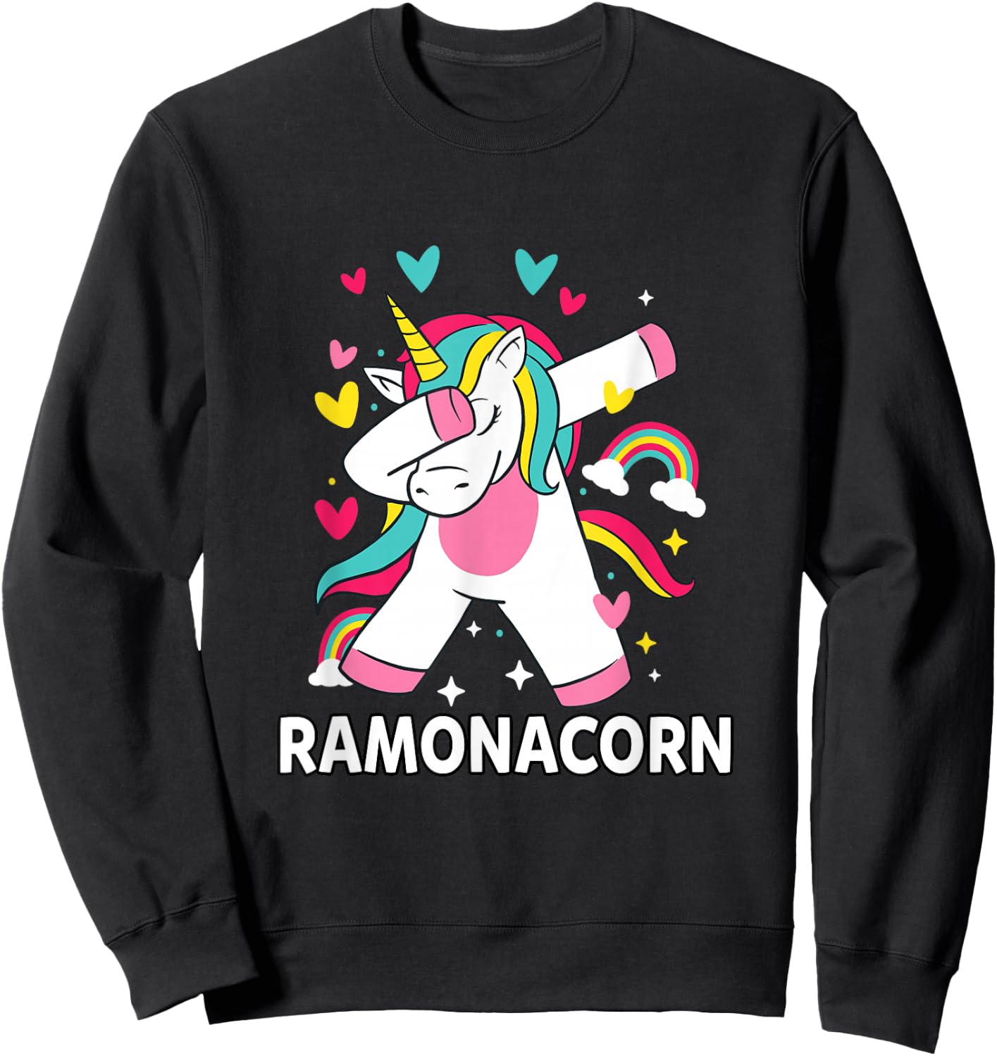 Ramonacorn Personalised Name Dabbing Unicorn Ramona Sweatshirt - Sweatshirt | Black