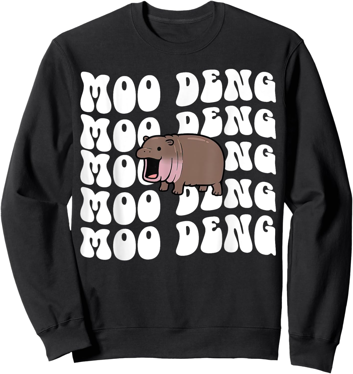 Funny Moo Deng The Cute Baby Hippo Thai Costume Women Kids Sweatshirt - Sweatshirt | Black