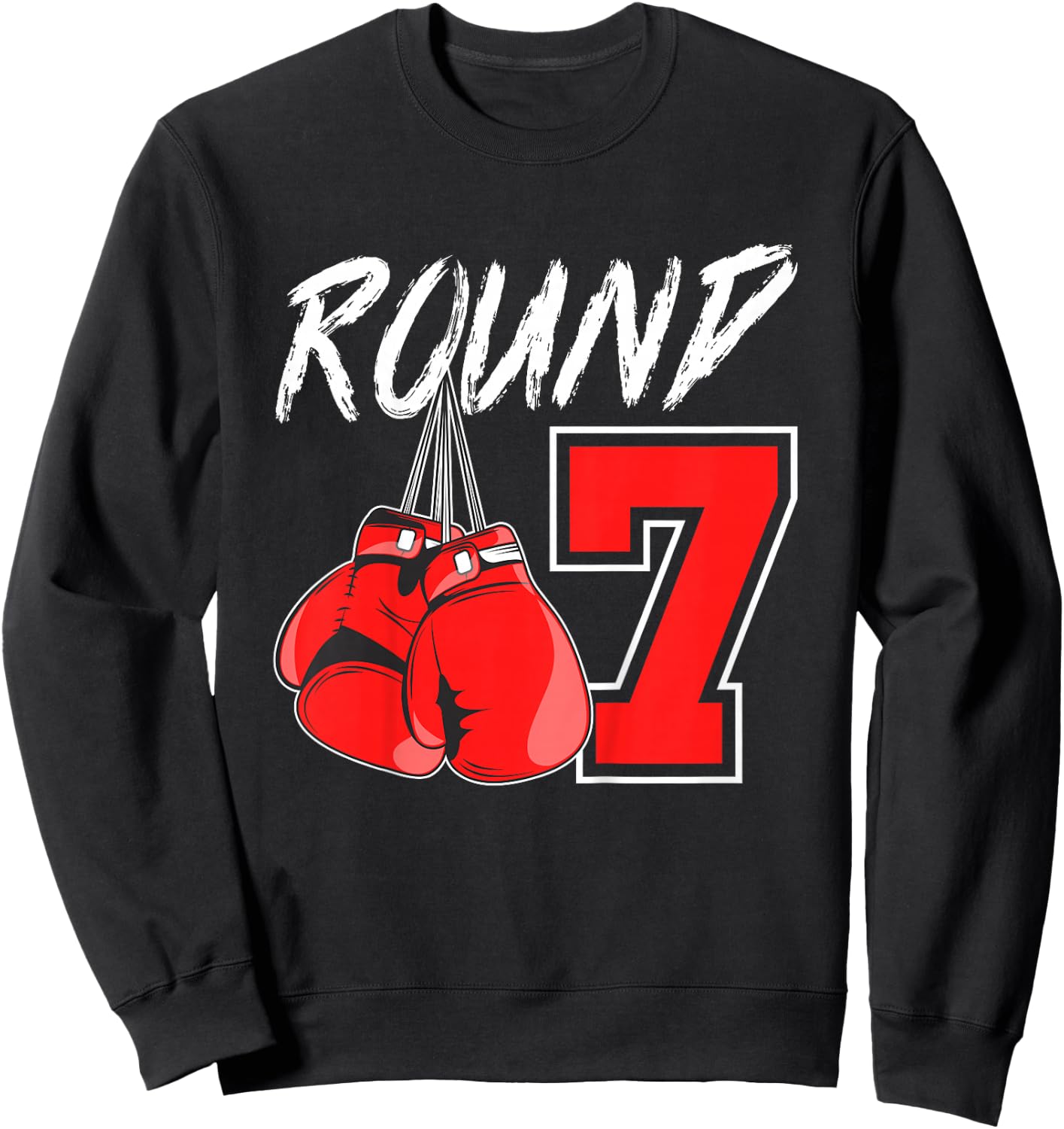 Kids 7th Birthday Boxing Boy 7 Year Old Boxer Bday Party Sweatshirt - Sweatshirt | Black