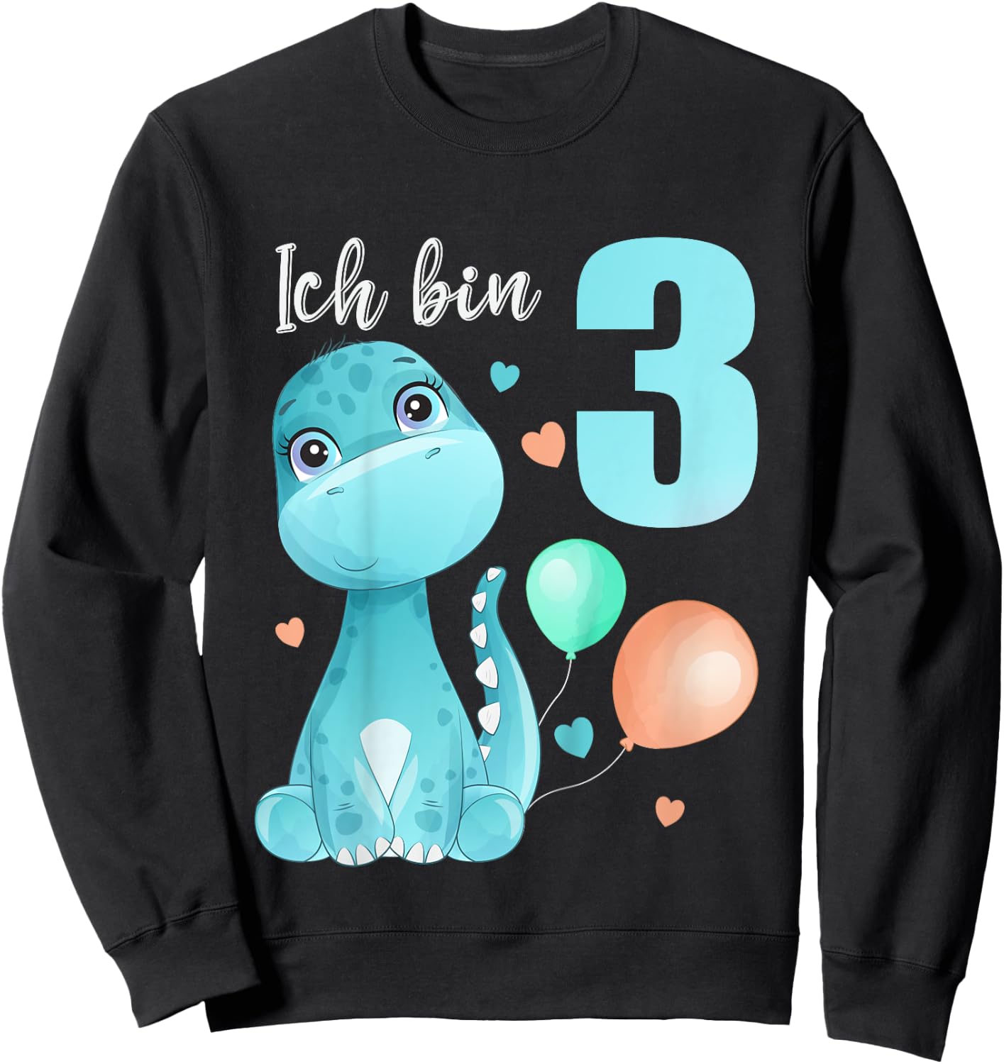 Kids 3 Years Old I'm 3 Dino Dinosaur T-Rex 3rd Birthday , black Sweatshirt - Sweatshirt | Black