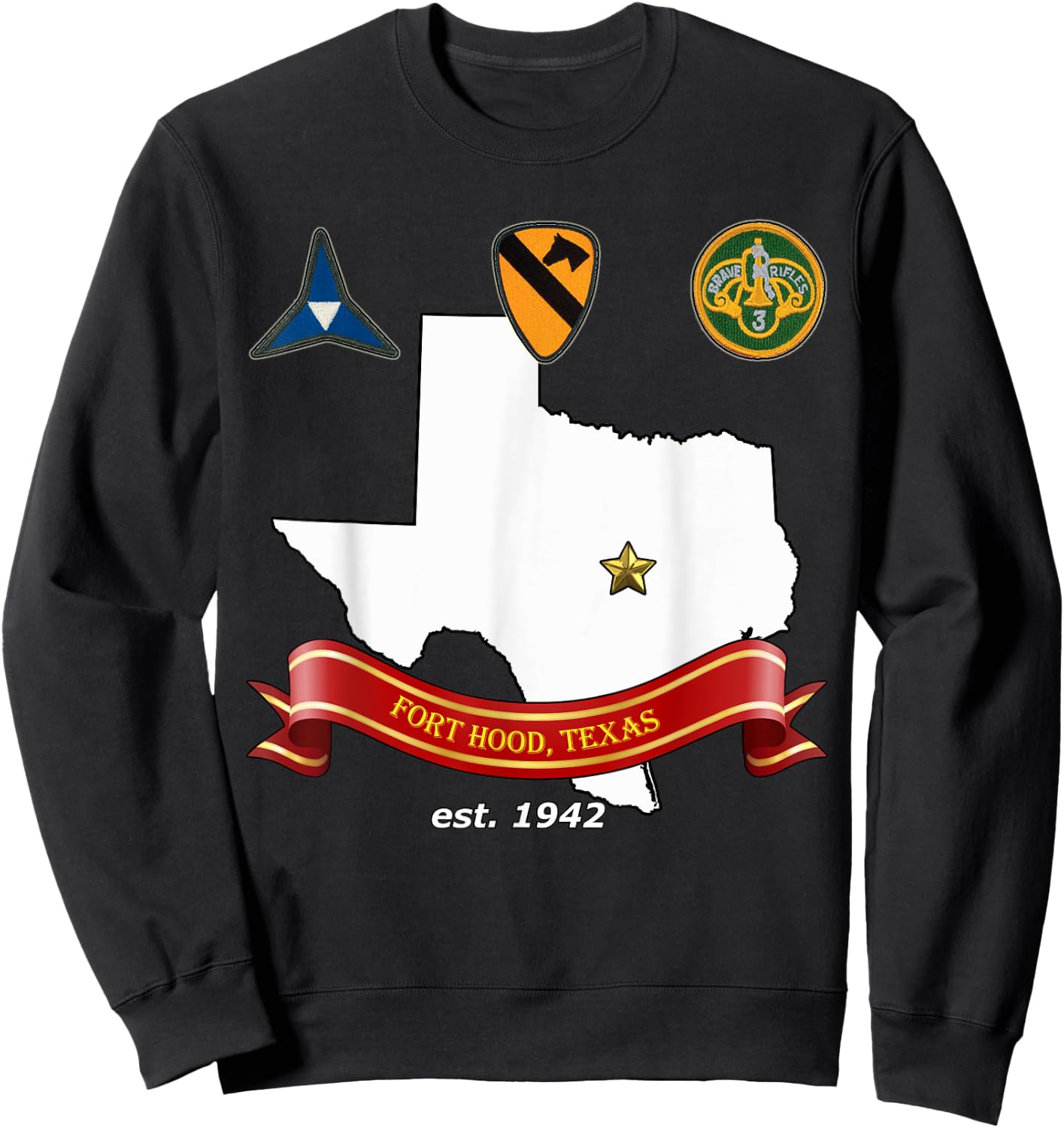Fort Hood Military Base - Army Post at Killeen, TX design Sweatshirt - Sweatshirt | Black