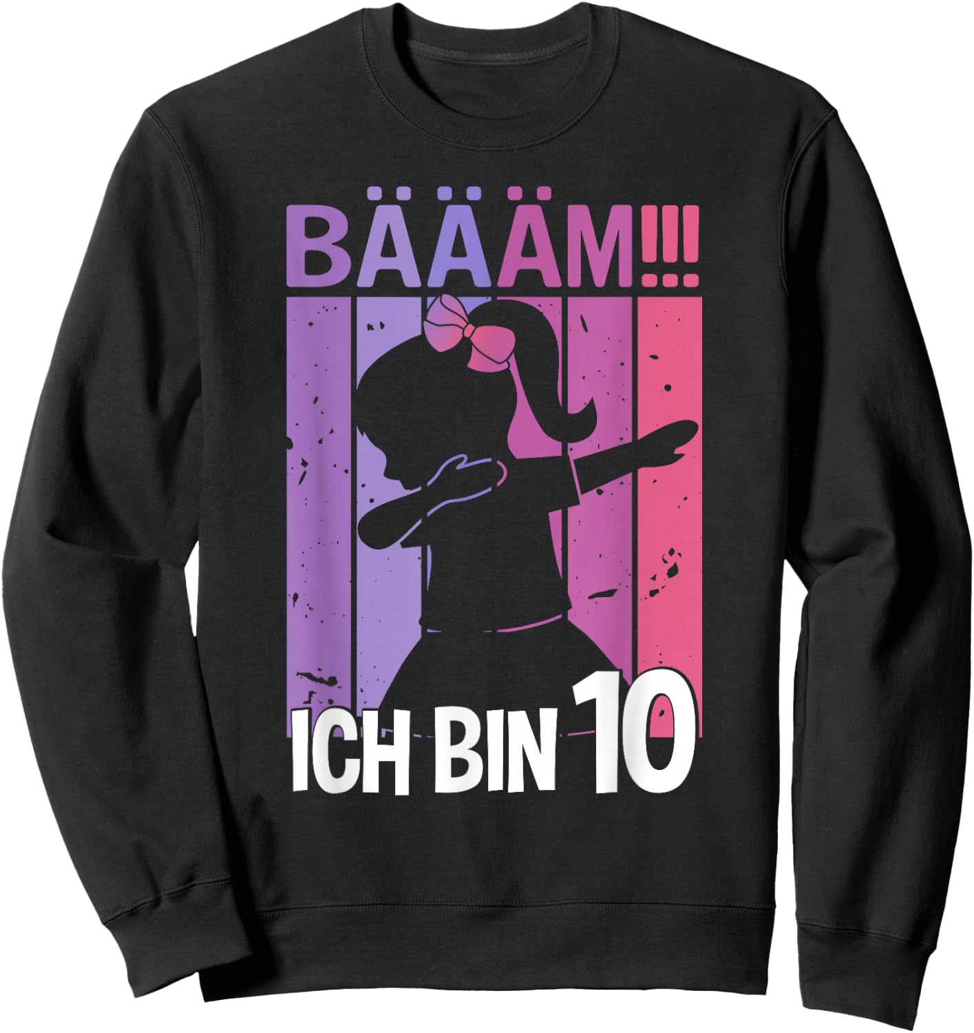 Girls' with German Text "Ich bin 10 Jahre Dab" [German Language], black Sweatshirt - Sweatshirt | Black