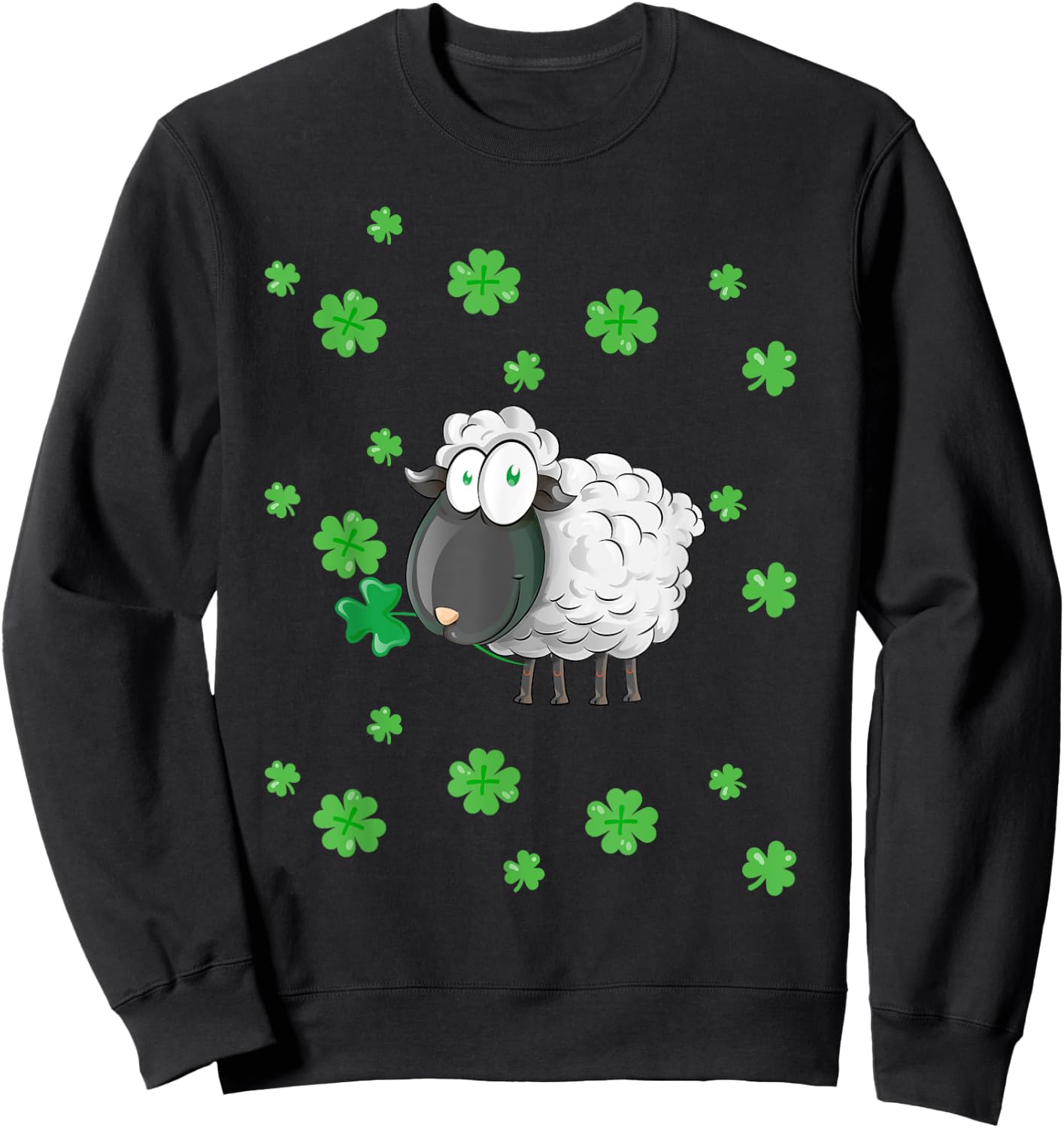 Irish Sheep and Shamrocks Leprechaun Sheep St Patrick's Day Sweatshirt - Sweatshirt | Black