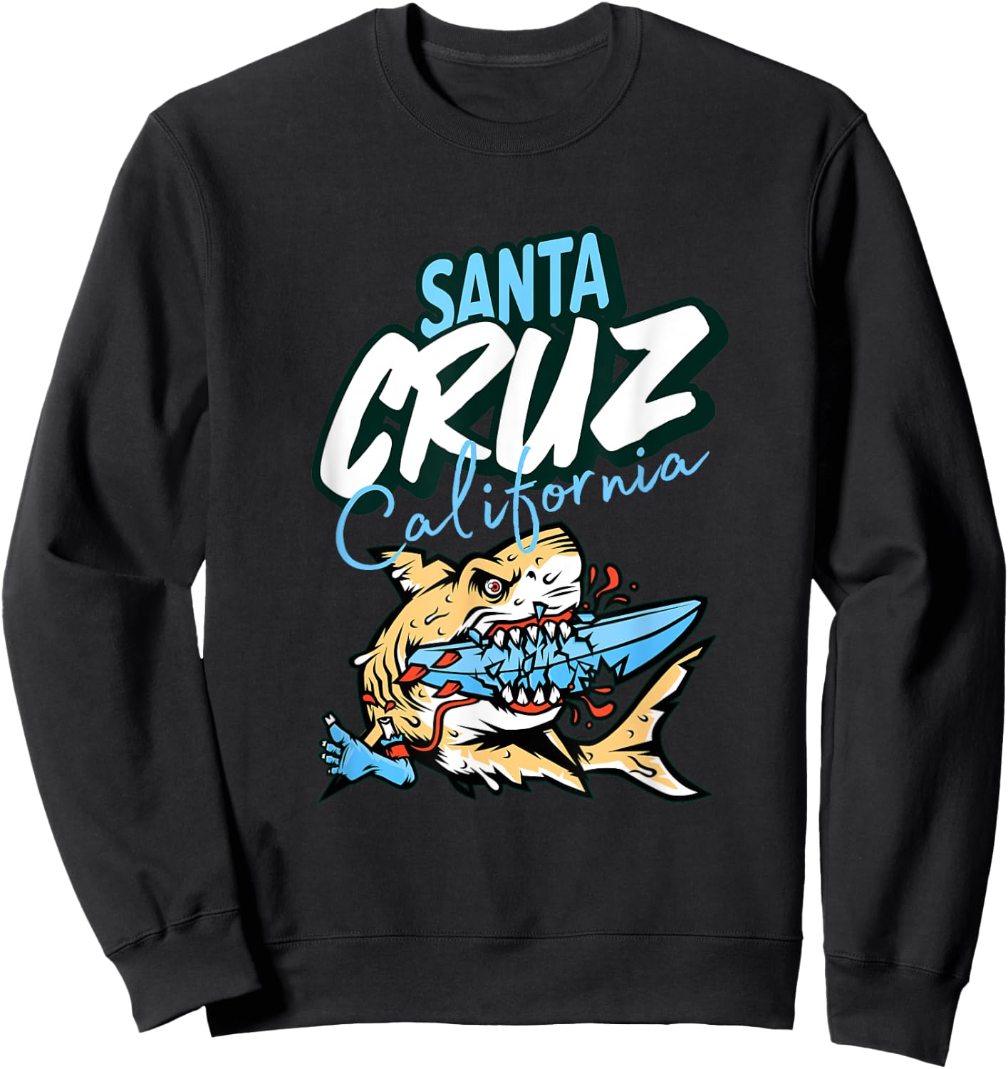 Vintage Santa Cruz California Great White Shark Sweatshirt - Sweatshirt | Black