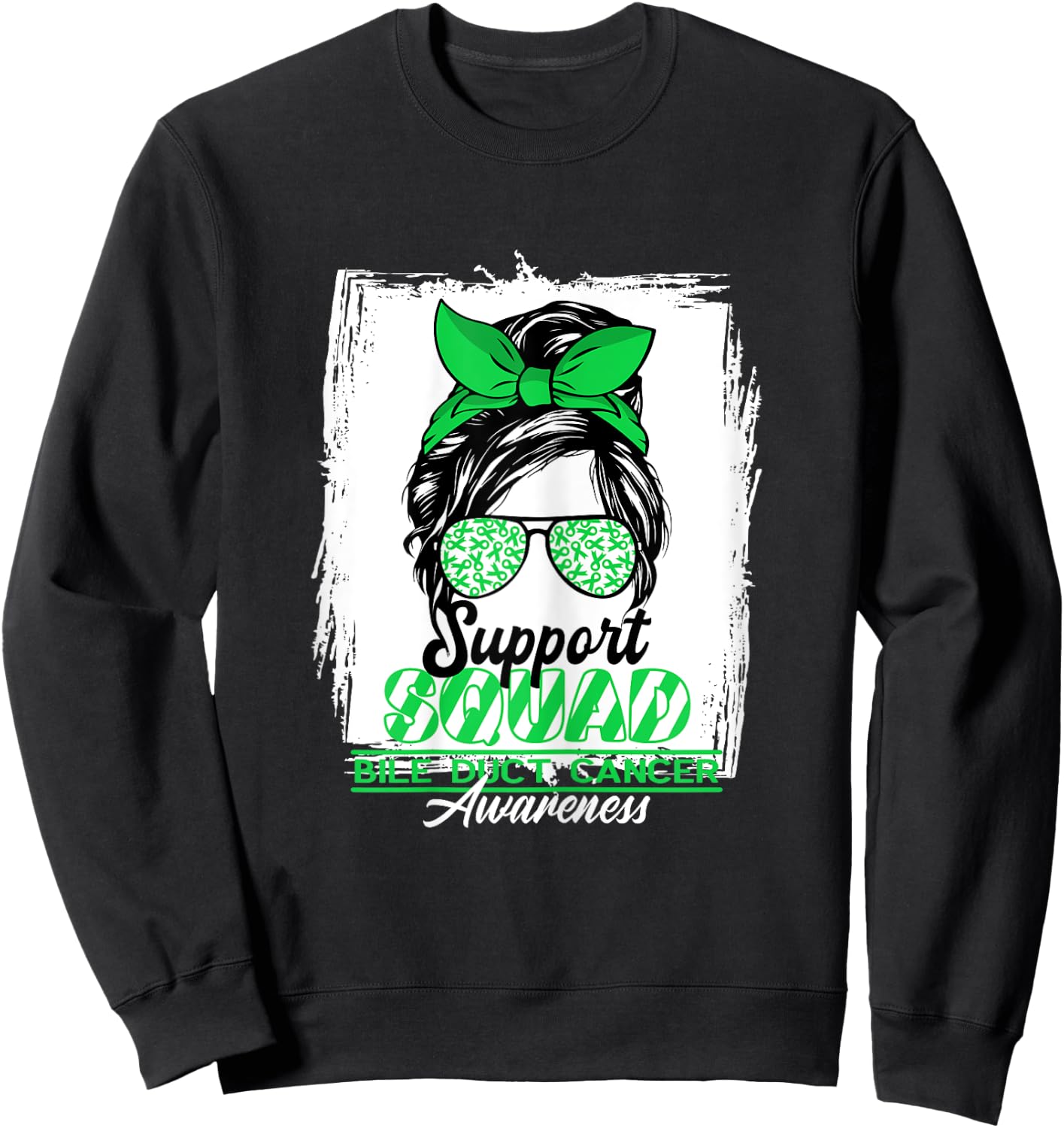 Messy Bun Support Awareness Squad I Bile Duct Cancer Sweatshirt - Sweatshirt | Black