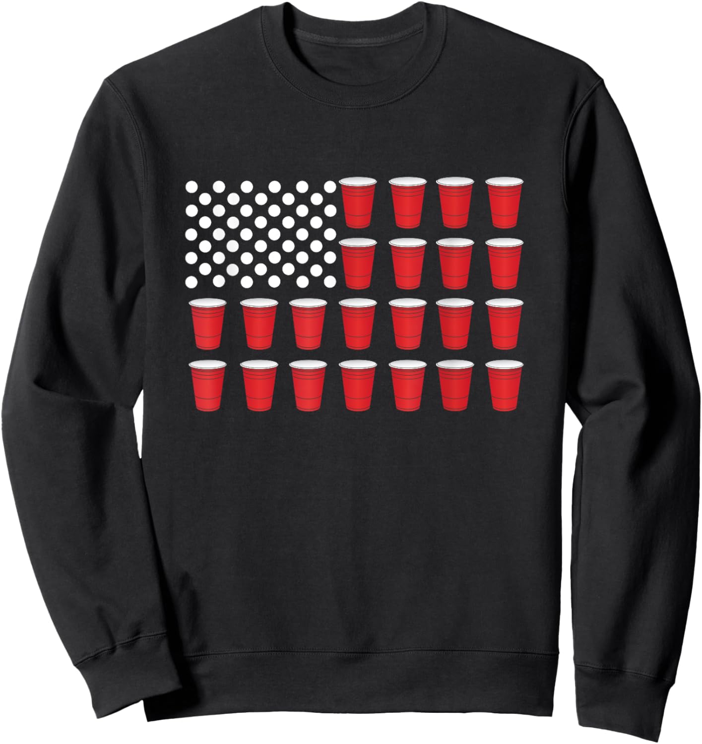 Beer Pong American Flag Red Cup Drinking Party Games T Shirt Men Sweatshirt - Sweatshirt | Black