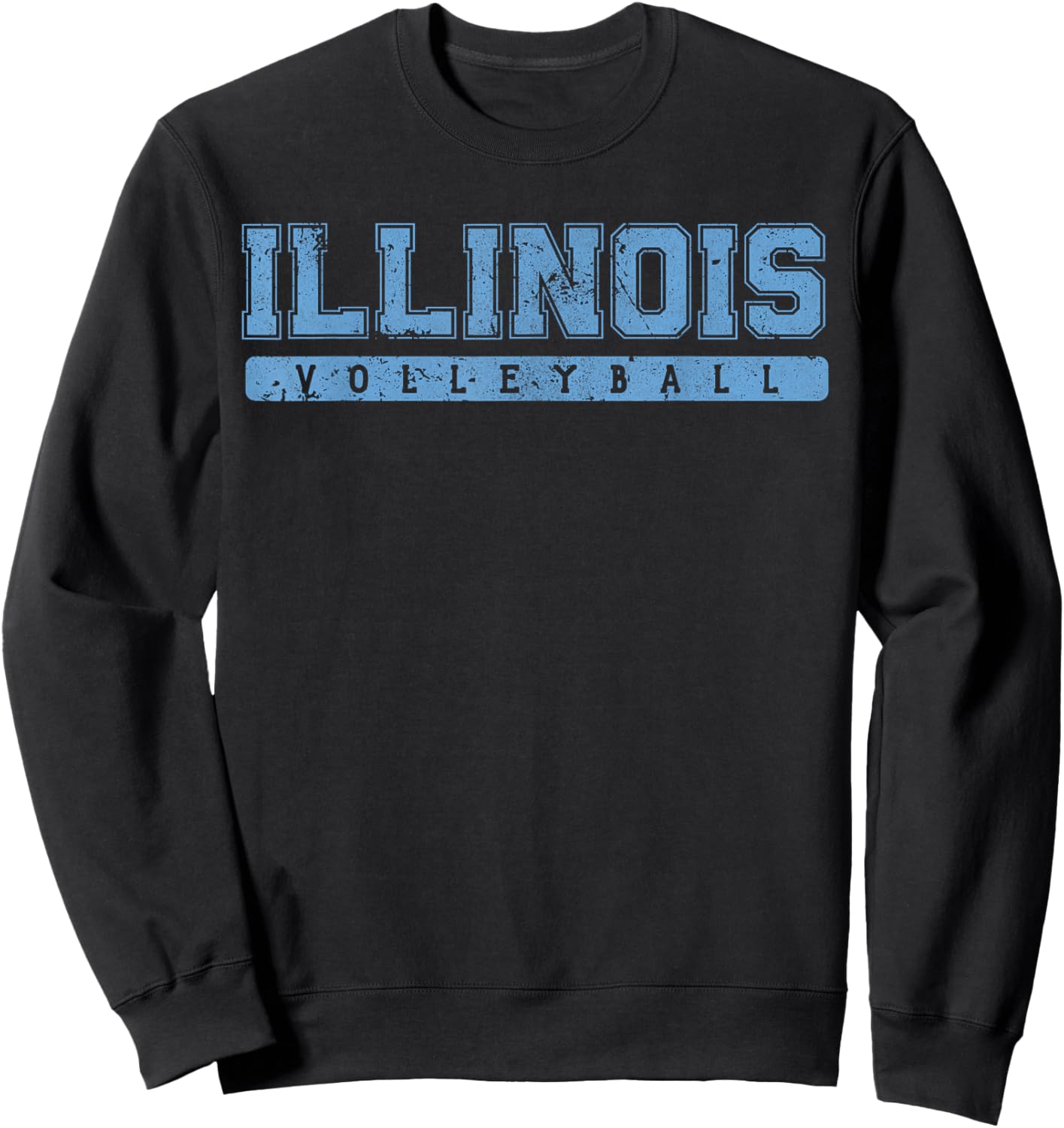 Illinois Volleyball Sky Blue Vintage Text Sweatshirt - Sweatshirt | Black