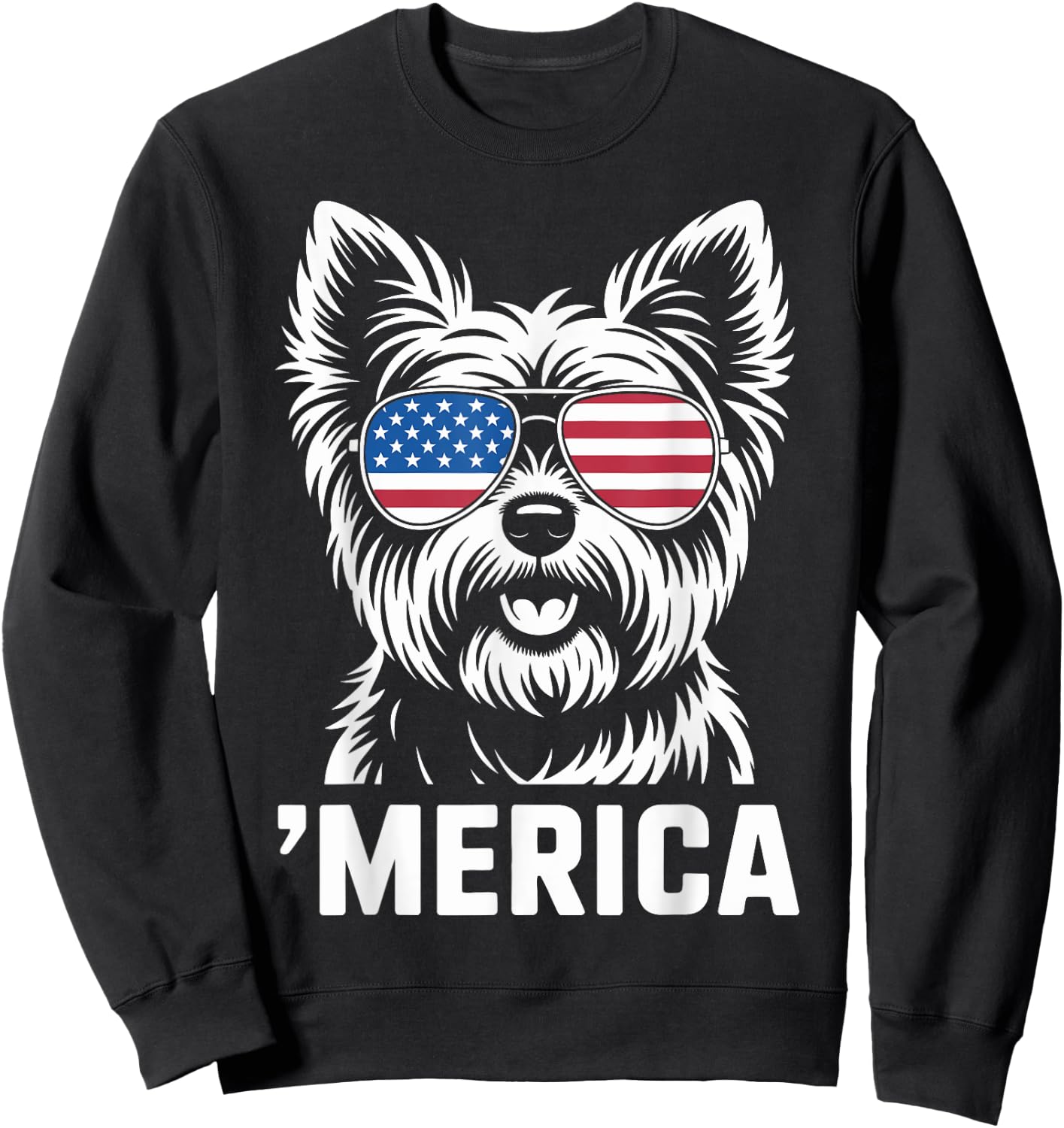 Yorkshire Terrier 4th of July ‘Merica Patriotic Sweatshirt - Sweatshirt | Black