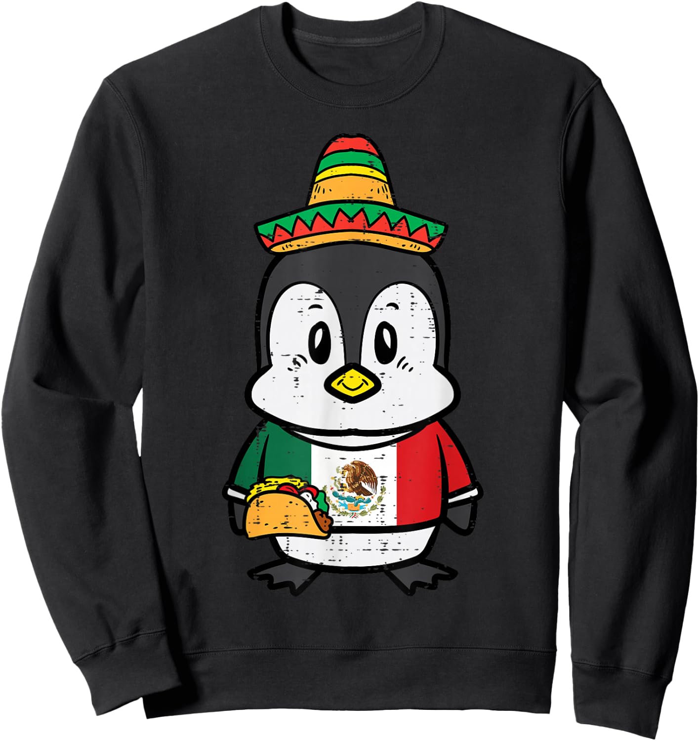 Penguin Mexico Flag Cinco De Mayo Mexican Independence Day Sweatshirt - Sweatshirt | Black