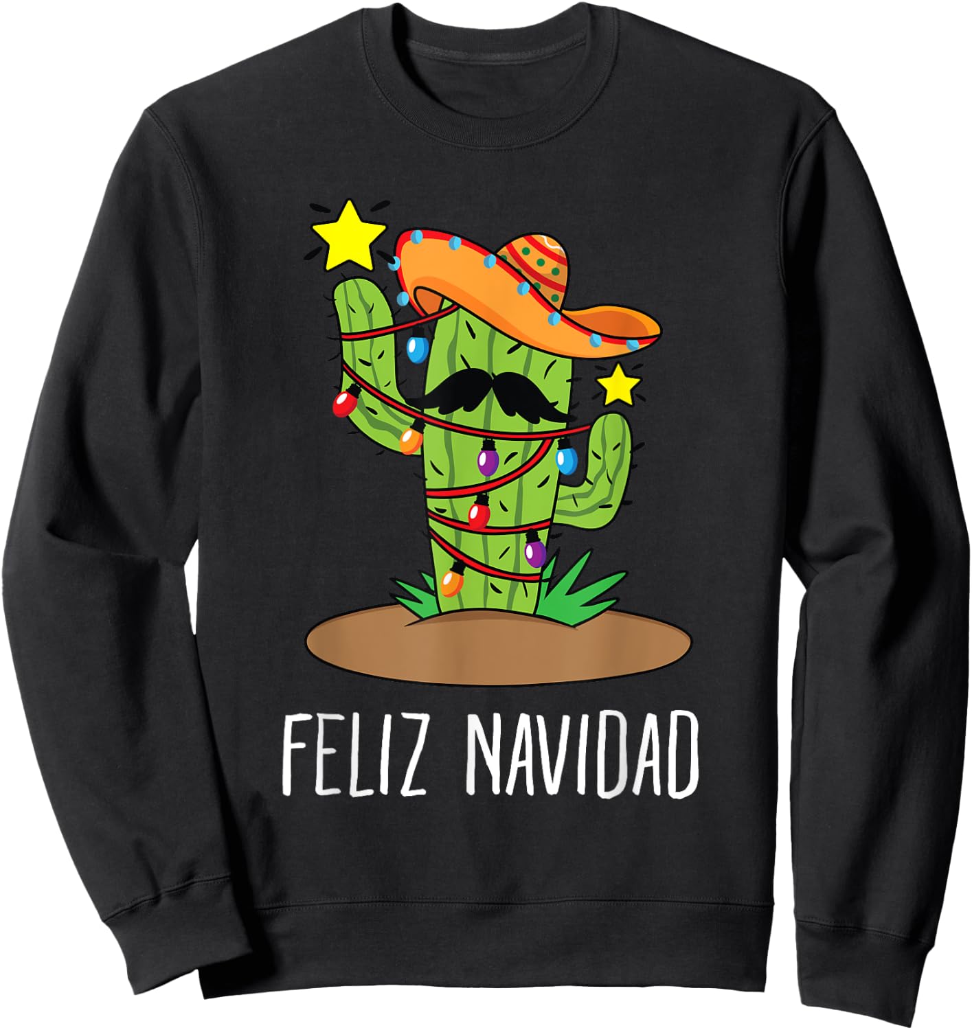 Feliz Navidad Cactus - Mexican Tree Christmas In July Sweatshirt - Sweatshirt | Black