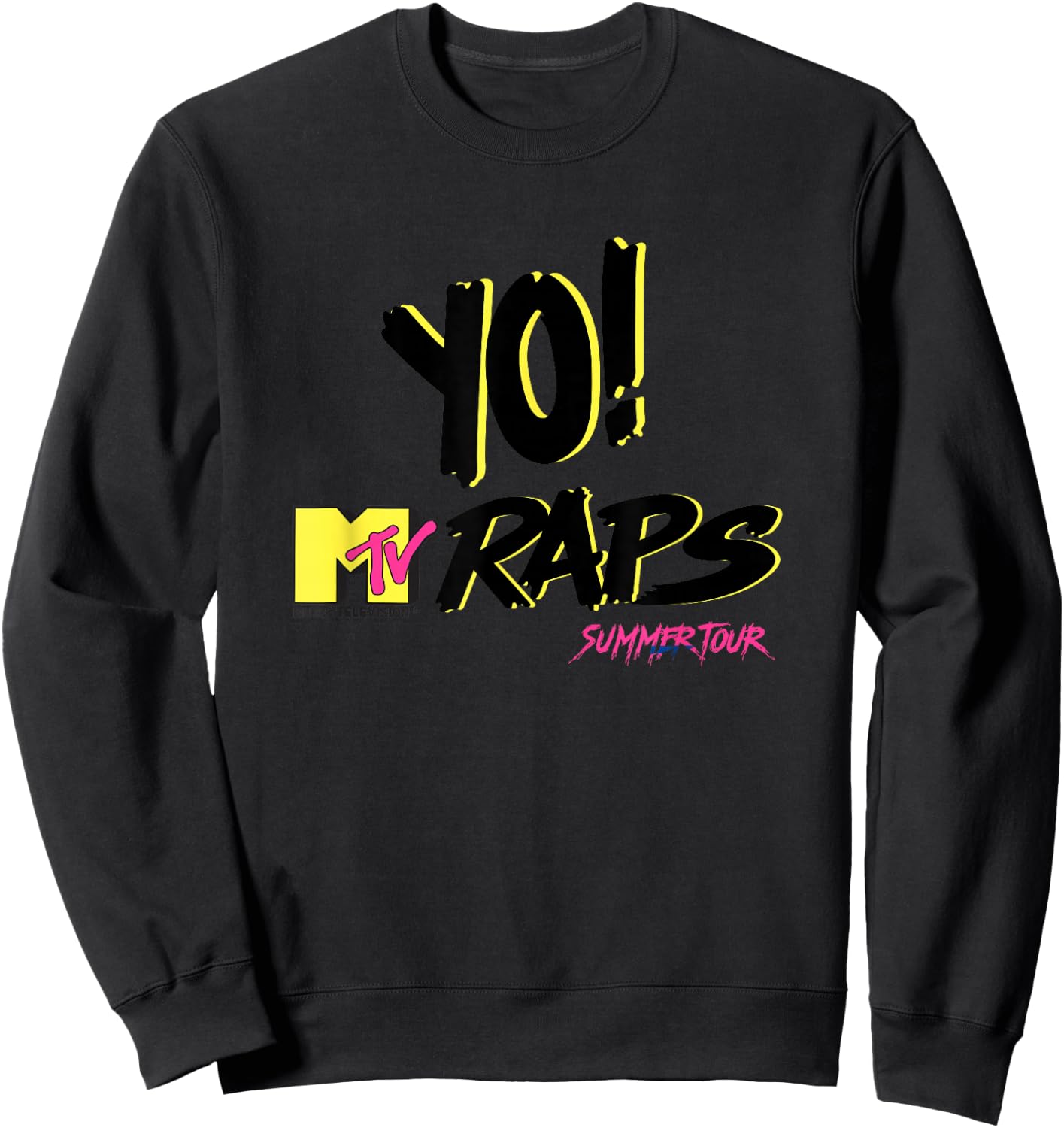 Yo! MTV Raps Summer Tour Neon 90s Hip Hop Sweatshirt - Sweatshirt | Black