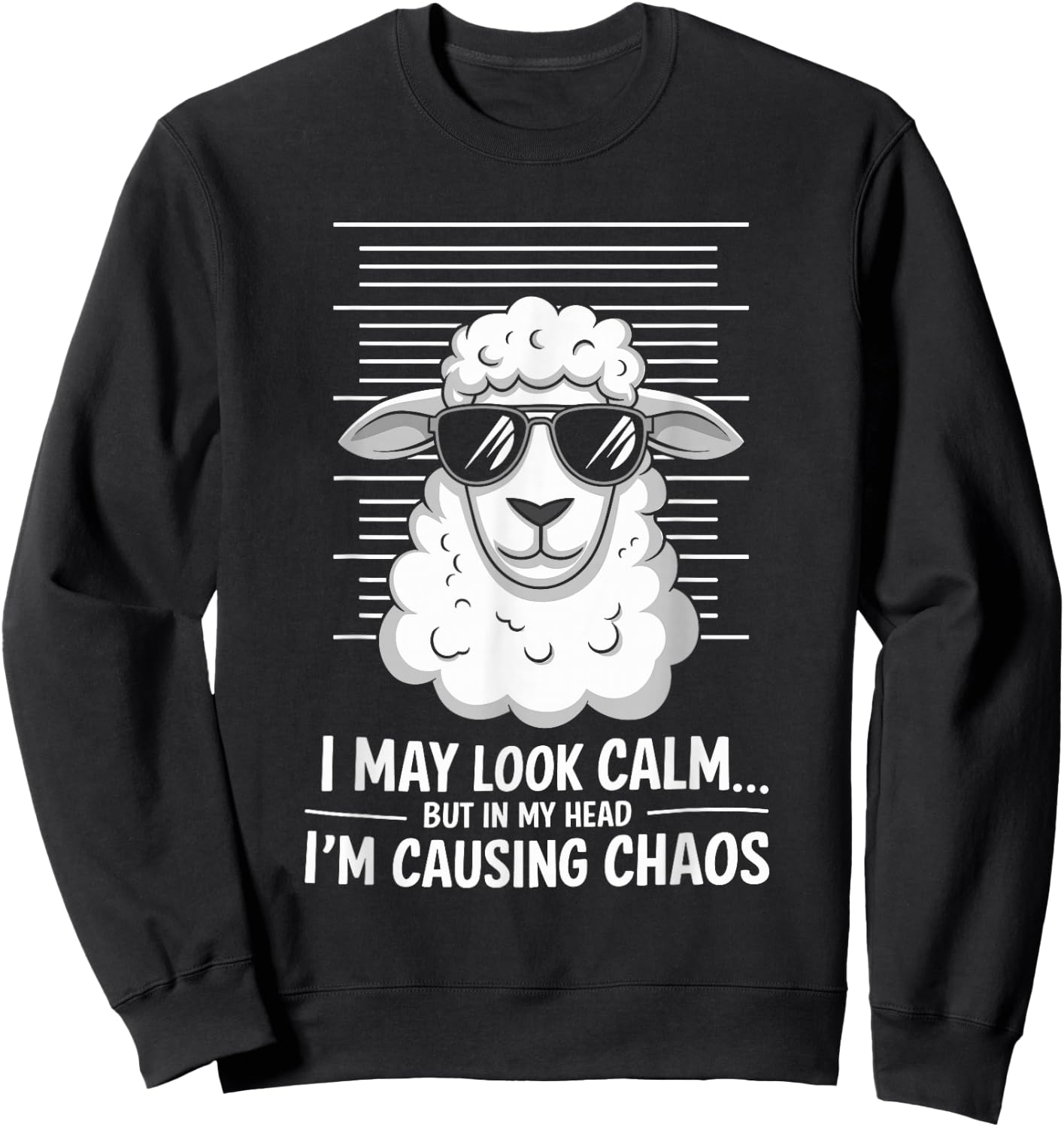 I May Look Calm but in My Head Funny Sheep Sweatshirt - Sweatshirt | Black