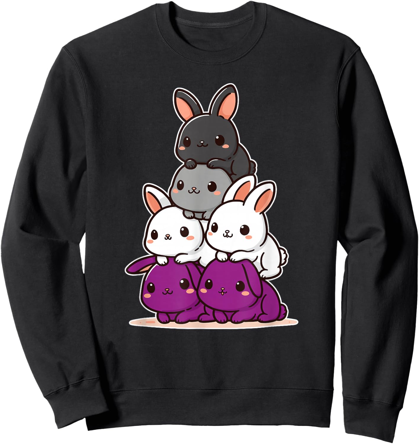 Rabbit Asexual Flag Pride Month Cute Rabbit Subtle LGBTQ Sweatshirt - Sweatshirt | Black
