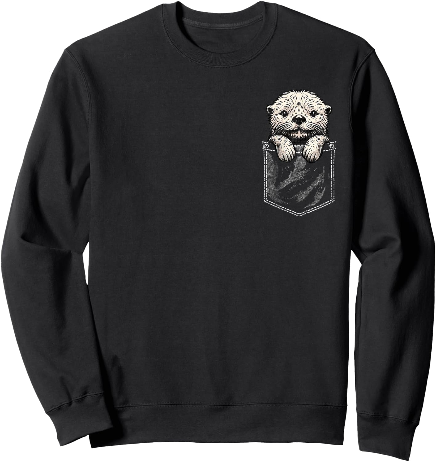 Sea Otter In Pocket Funny Cute Sea Otter Lover Sweatshirt - Sweatshirt | Black