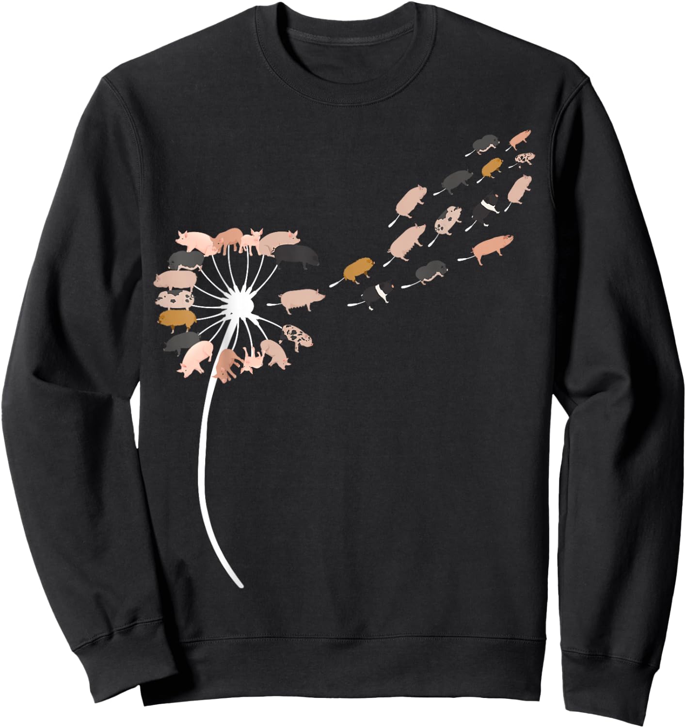 Dandelion Pigs for Pig Lover | Pig Sweatshirt - Sweatshirt | Black