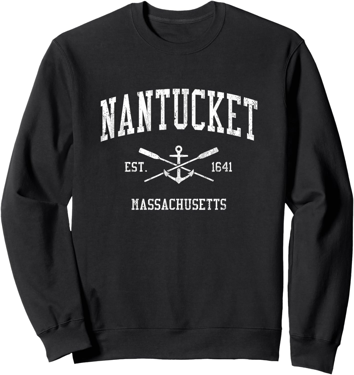Nantucket MA Vintage gekreuzte Ruder & Bootsanker Sport Sweatshirt - Sweatshirt | Black