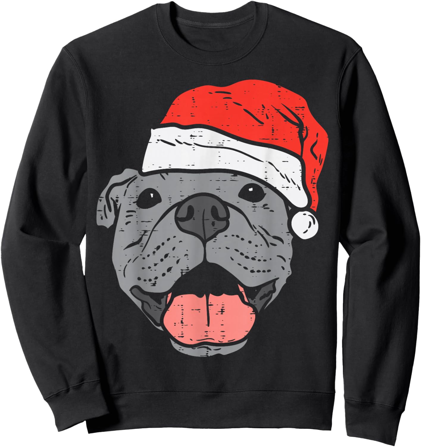 Santa Hat Pitbull Pit Christmas Xmas Pet Dog Lover Owner Sweatshirt - Sweatshirt | Black