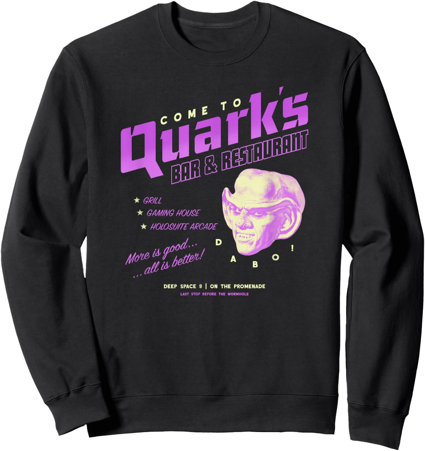 Star Trek: Deep Space Nine Come to Quark's Bar Vintage Logo Sweatshirt - Sweatshirt | Black