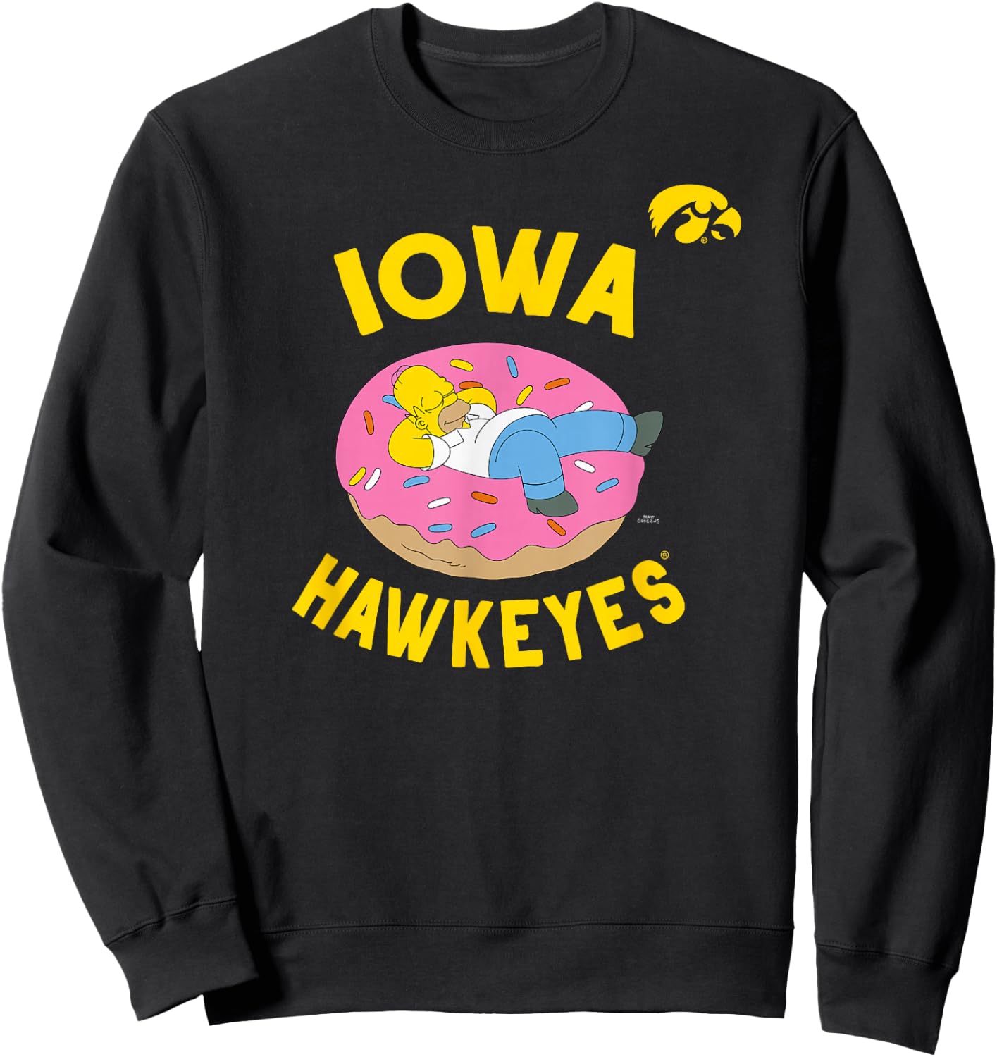 Iowa Hawkeyes Homer Simpson Donut Dark Gray Sweatshirt - Sweatshirt | Black