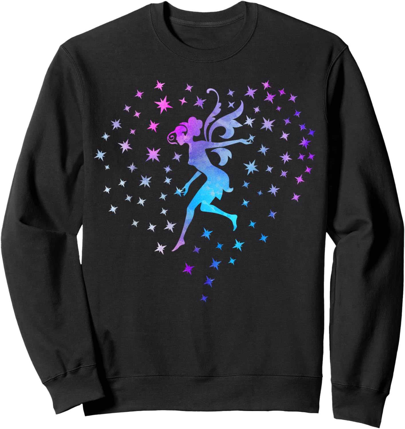 Fairy Heart Stars Vintage Love Fairies Fantasy Women Girls Sweatshirt - Sweatshirt | Black