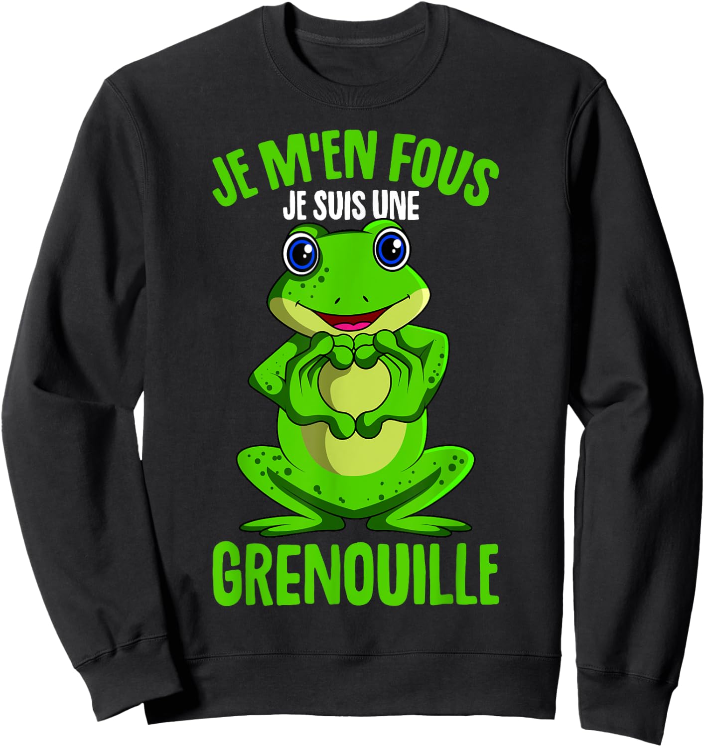Je M'en Fous Je Suis Une Grenouille Woman Child , Black, S Sweatshirt - Sweatshirt | Black