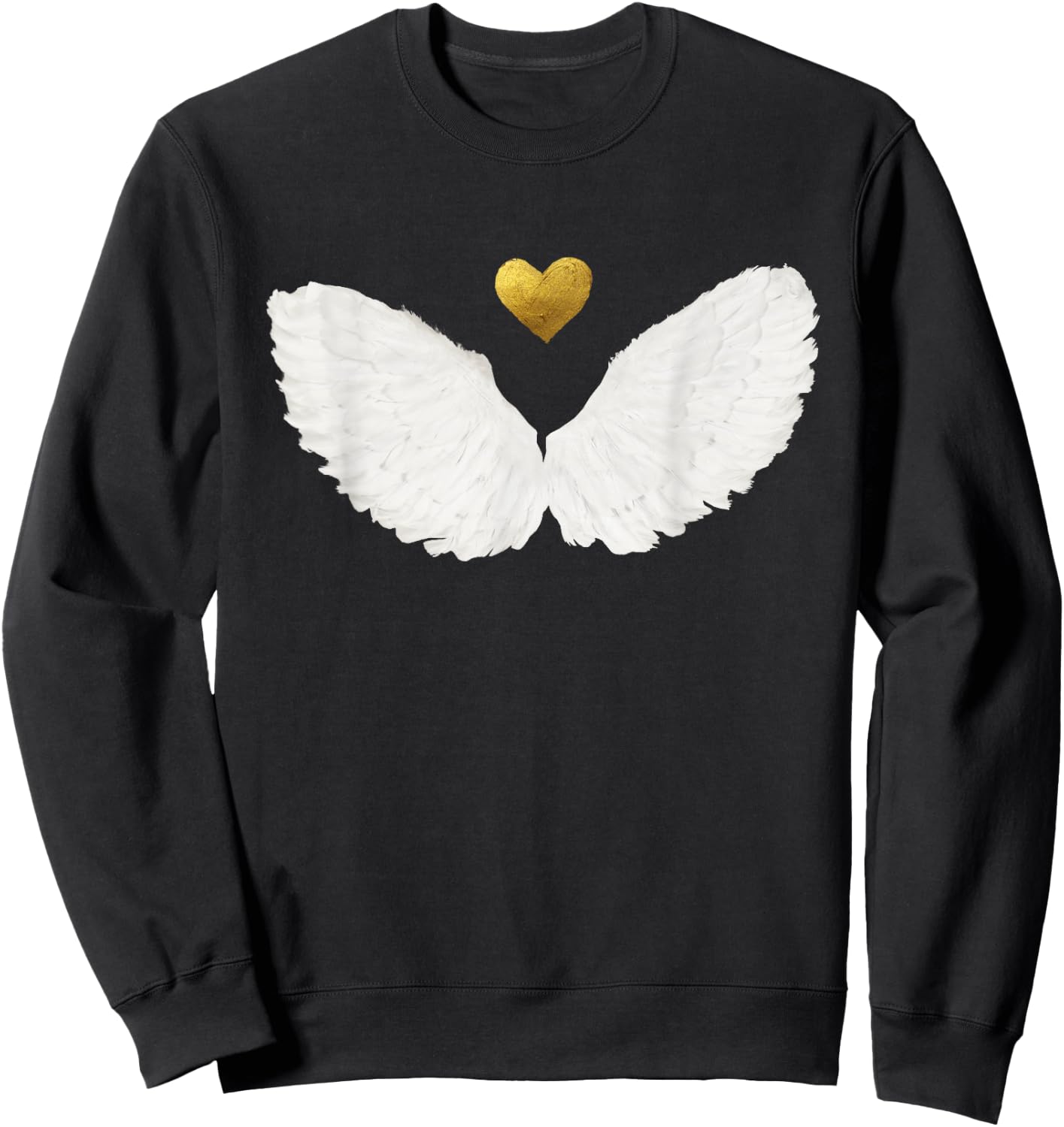 Angel wings gold heart Sweatshirt - Sweatshirt | Black