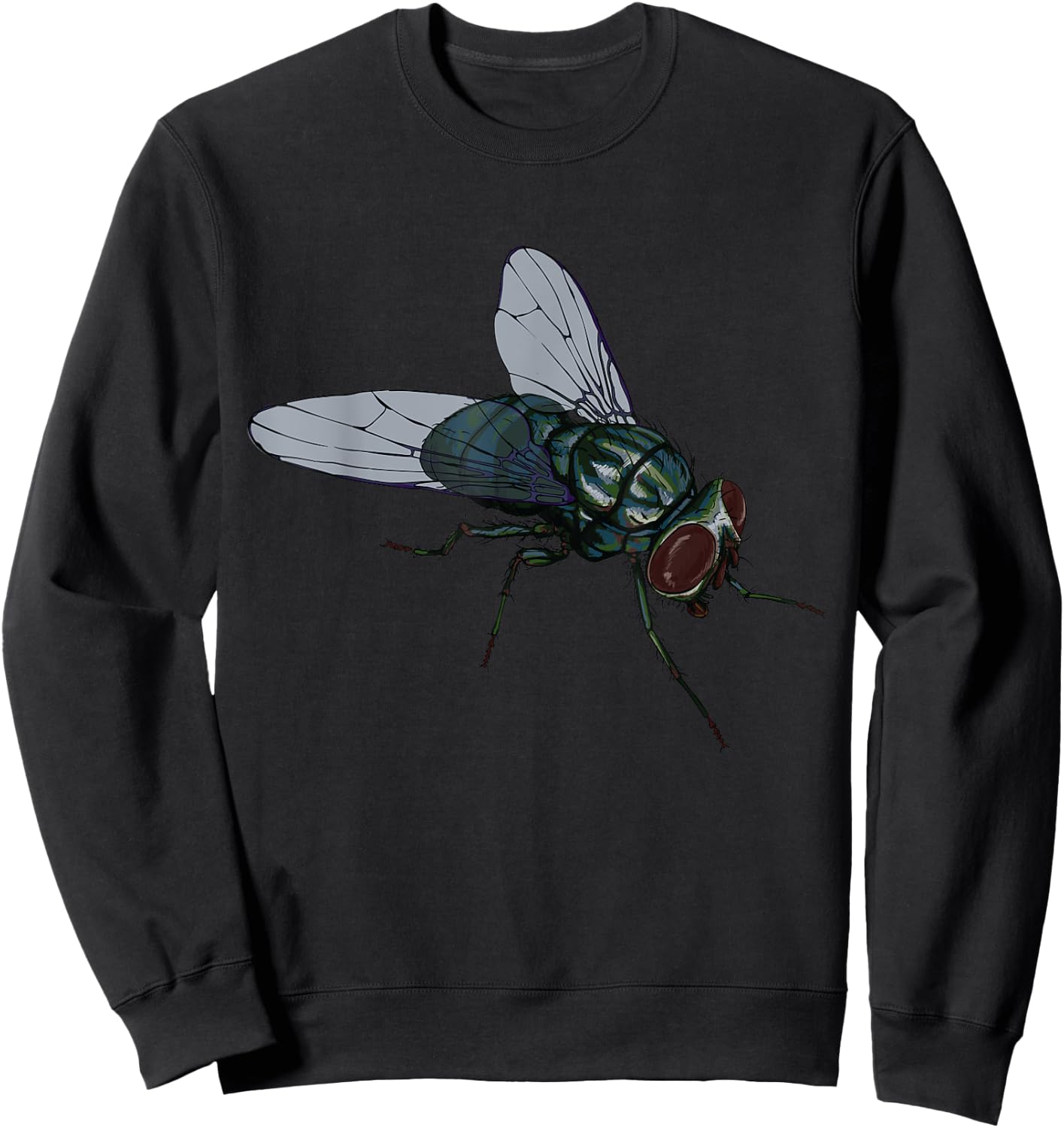 CRUDO Fly Common House Fly Insect -Adults & Kids Black Cotton 60%, Polyester 40% Short Sleeve Sweatshirt - Sweatshirt | Black