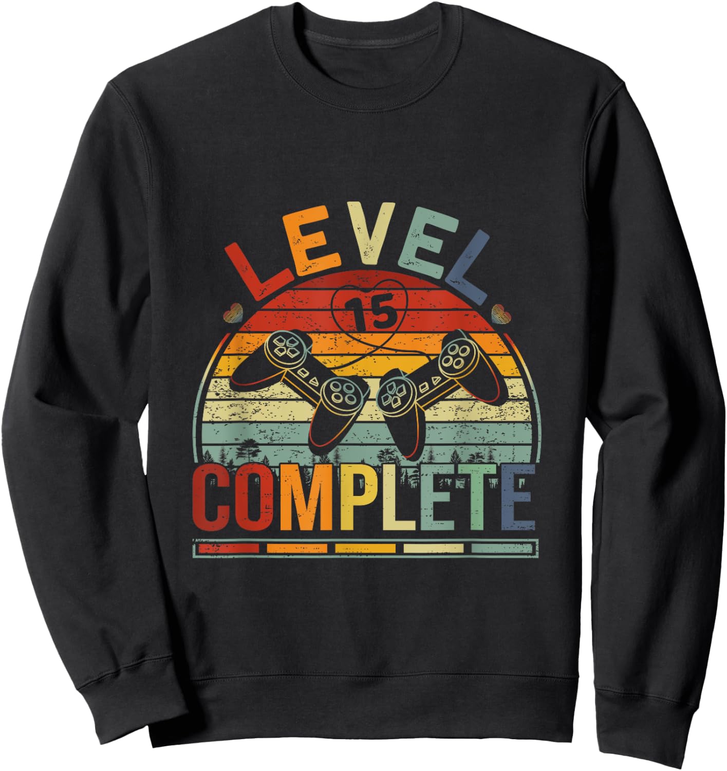 Level 15 Complete Retro Video Gamer Couple 15th Anniversary Sweatshirt - Sweatshirt | Black